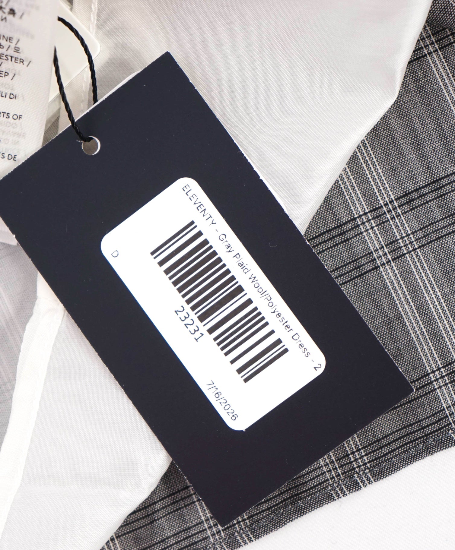 $795 ELEVENTY - Gray Plaid Wool Blend Dress - 2