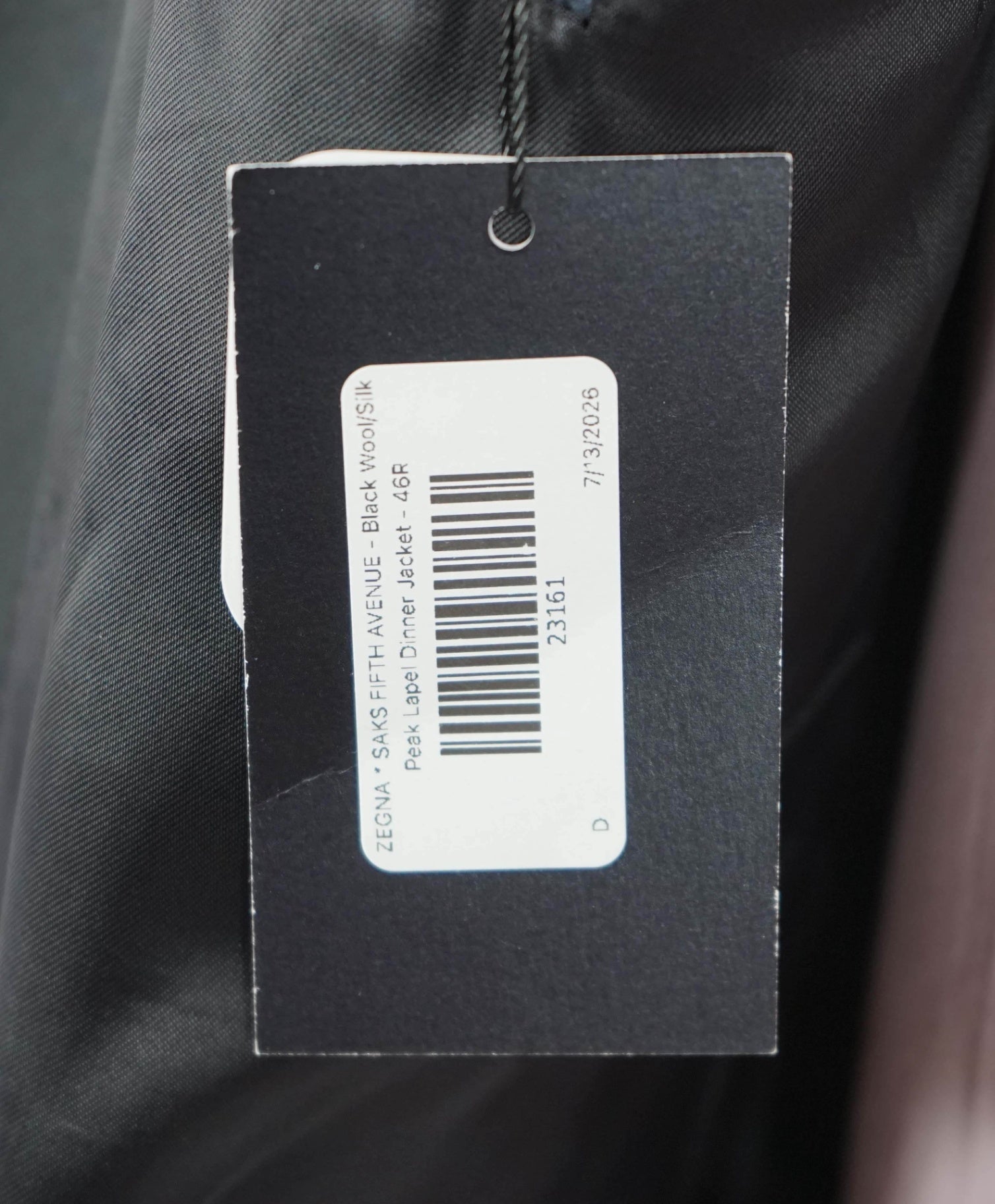 $1,295 ZEGNA For SFA - Black Wool/Silk Peak Dinner Jacket - 46R