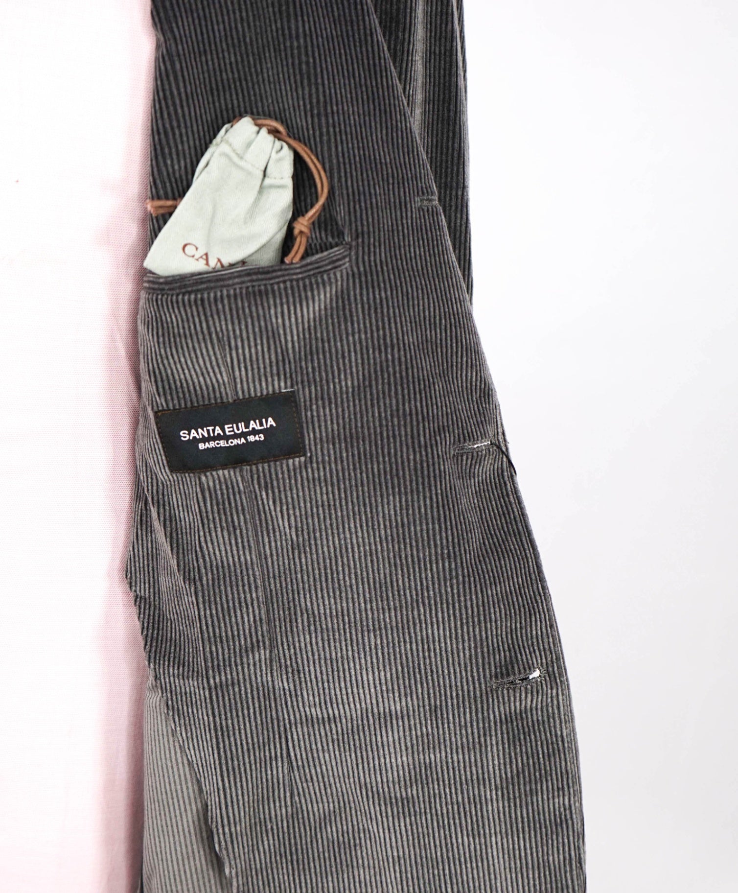 $3,075 CANALI - Gray Cashmere/Cotton Corduroy Jacket - 38R