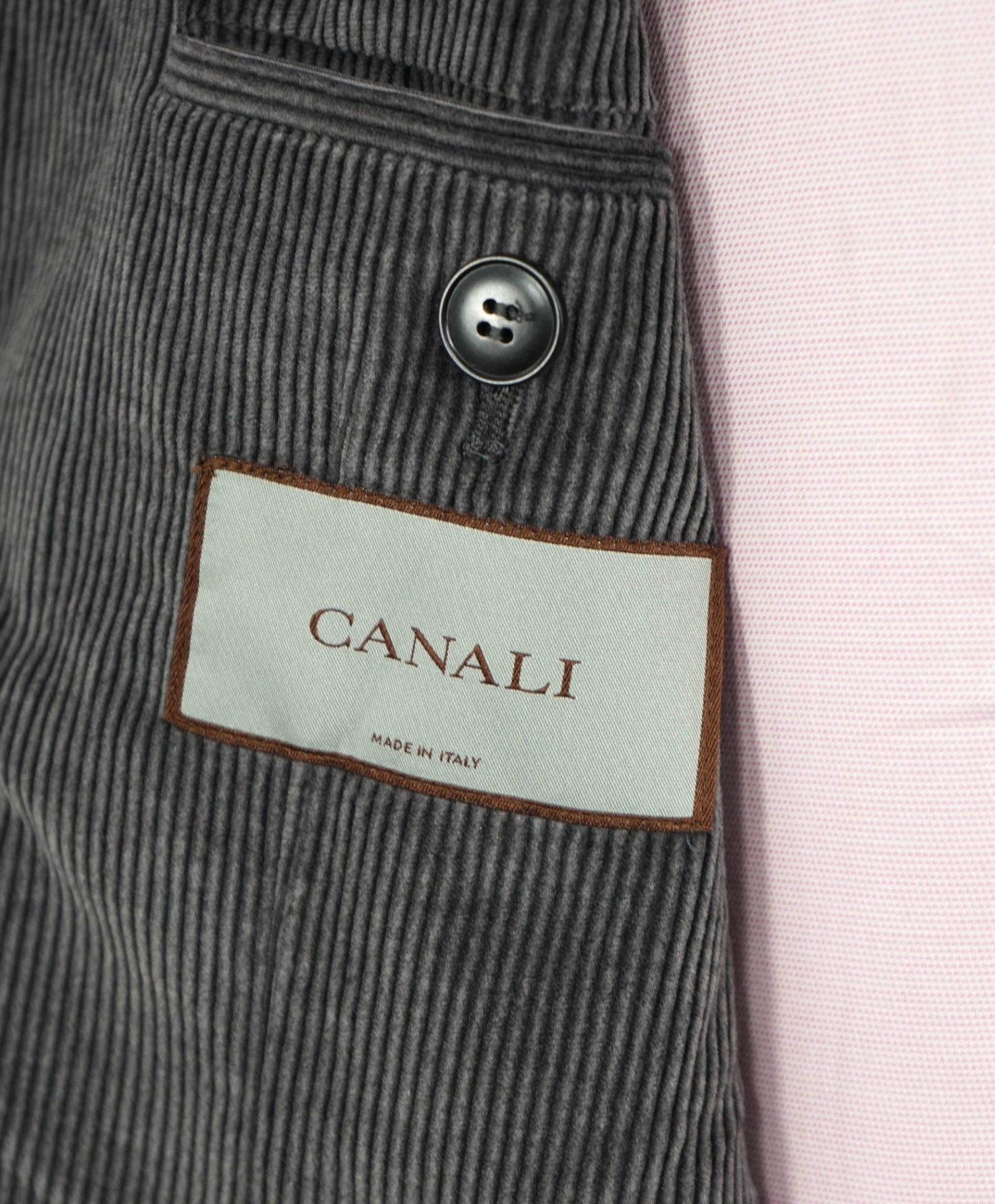 $3,075 CANALI - Gray Cashmere/Cotton Corduroy Jacket - 38R