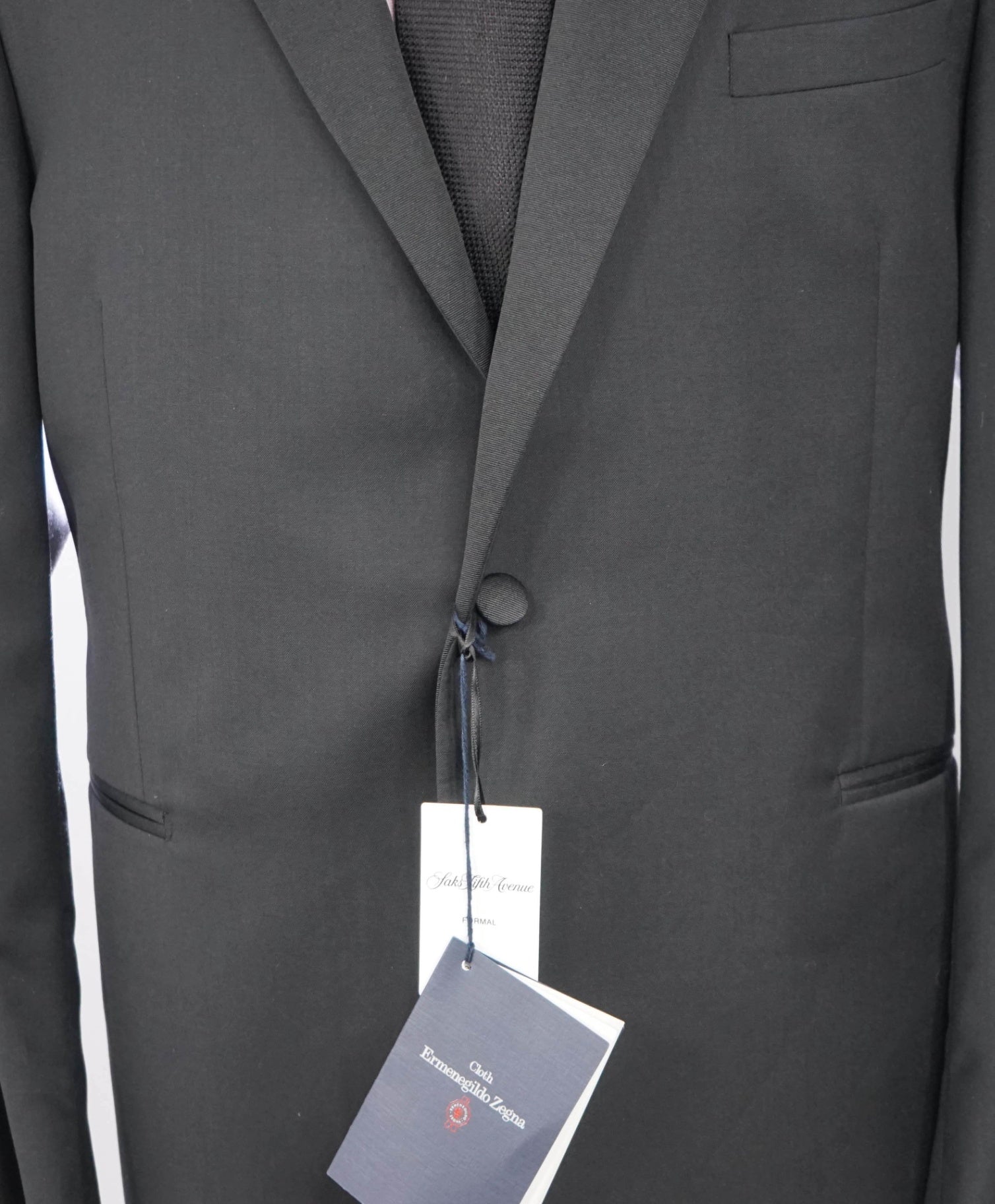 $1,295 ZEGNA For SFA - Black Wool/Silk Peak Dinner Jacket - 46R