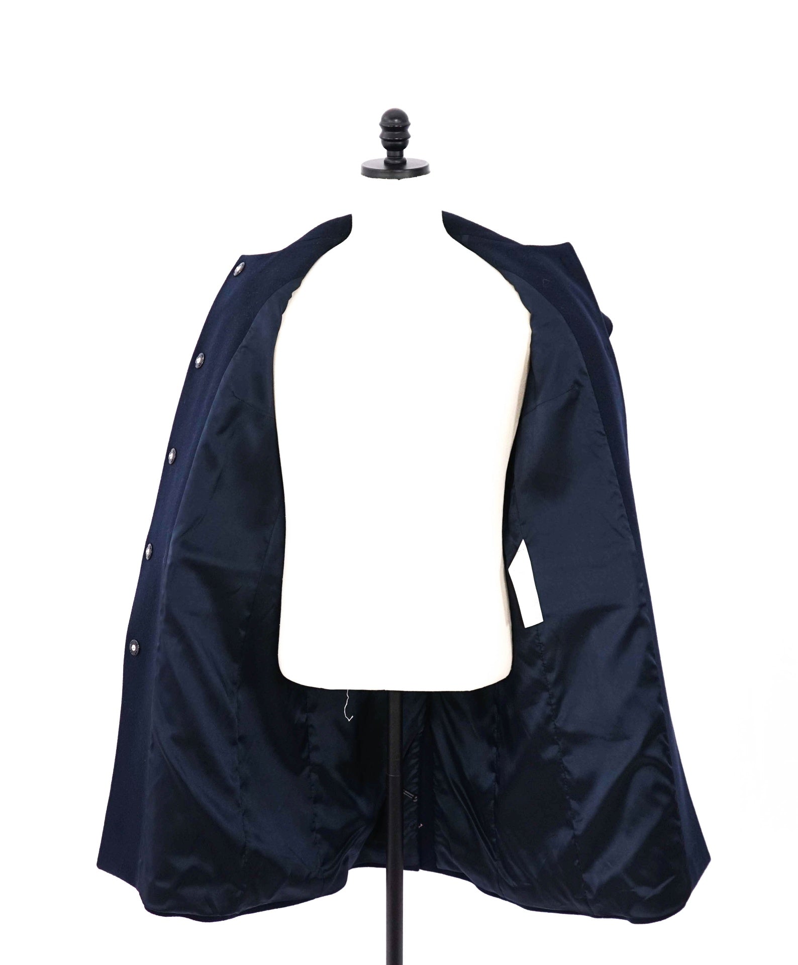$1,195 ELEVENTY - Navy Blue Wool Scarf Collar Coat - 8 US (46EU)