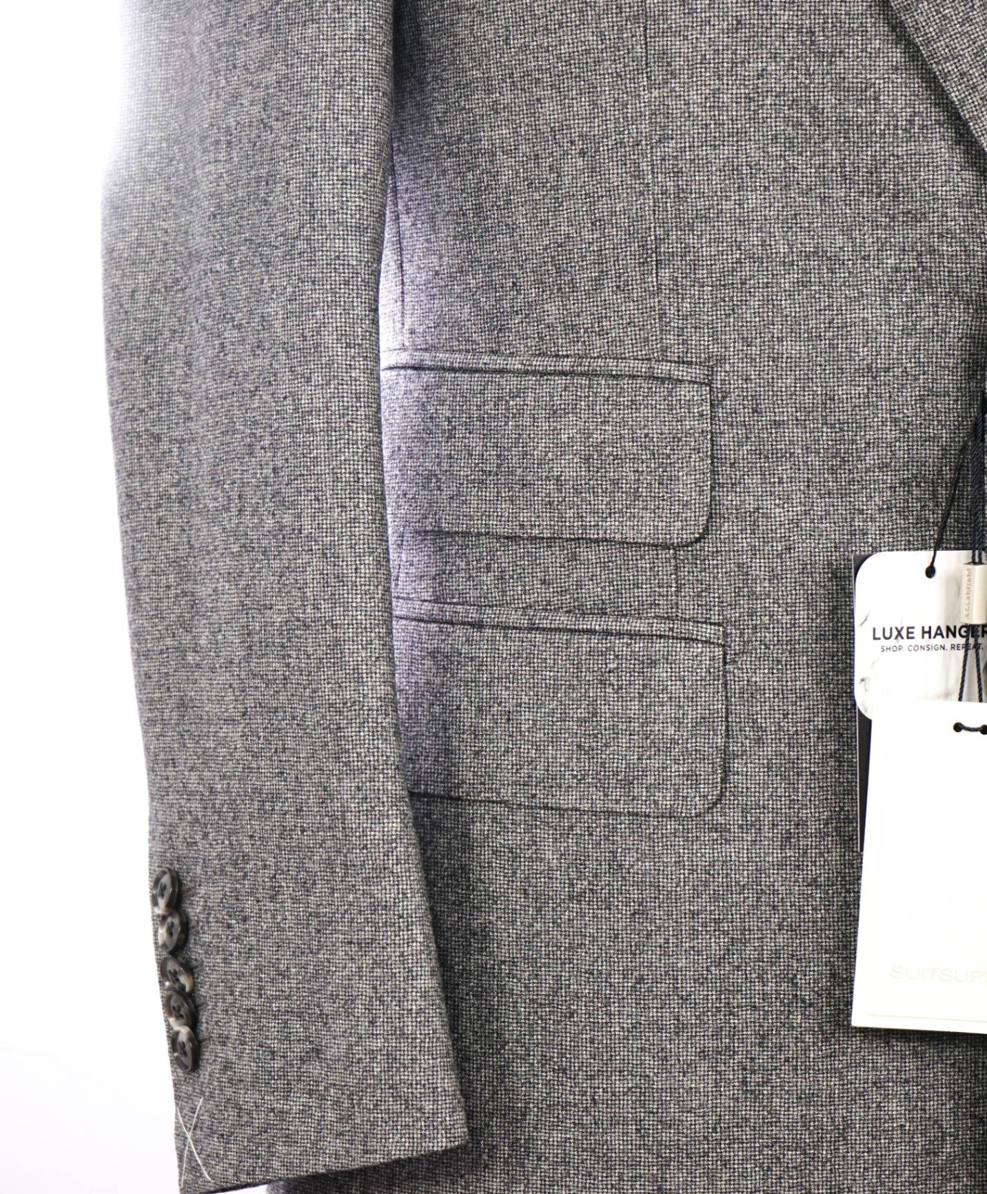 $927 SUITSUPPLY - Gray Houndstooth Wool 3-Piece Suit - 38R