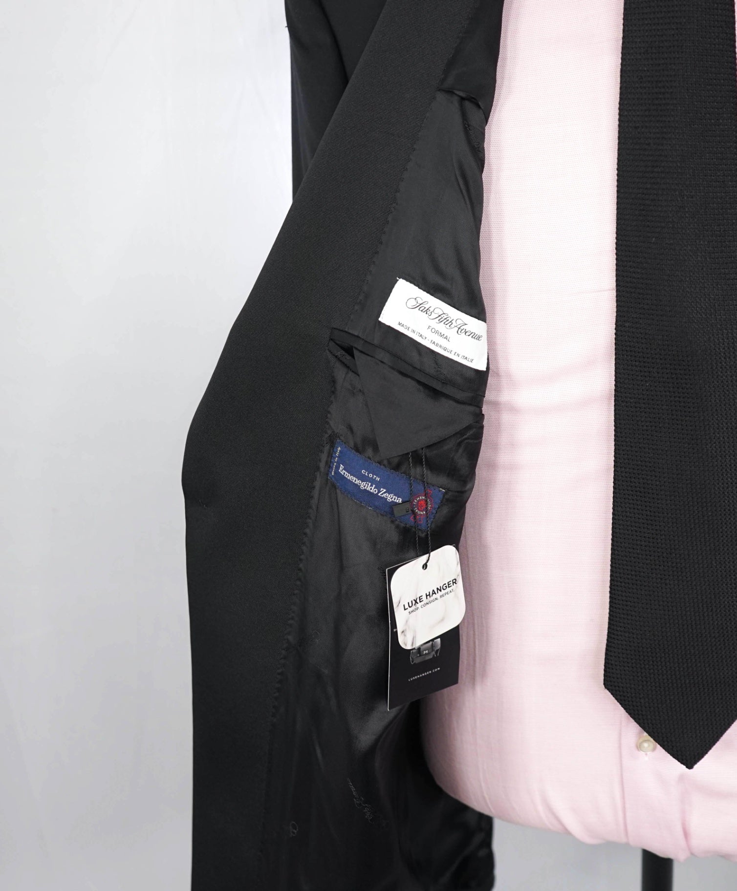 $1,295 ZEGNA For SFA - Black Wool/Silk Peak Dinner Jacket - 46R