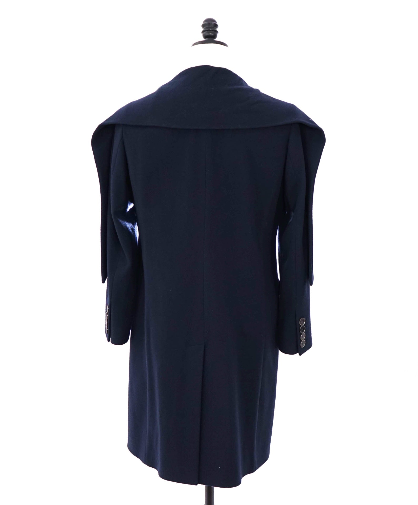 $1,195 ELEVENTY - Navy Blue Wool Scarf Collar Coat - 8 US (46EU)