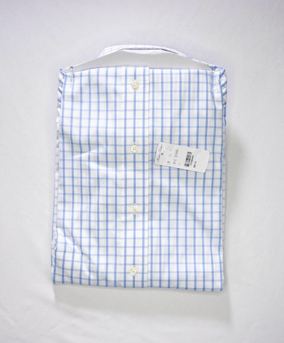 $128 BROOKS BROTHERS - Blue Gingham NON-IRON REGENT Shirt - 16.5 - 34