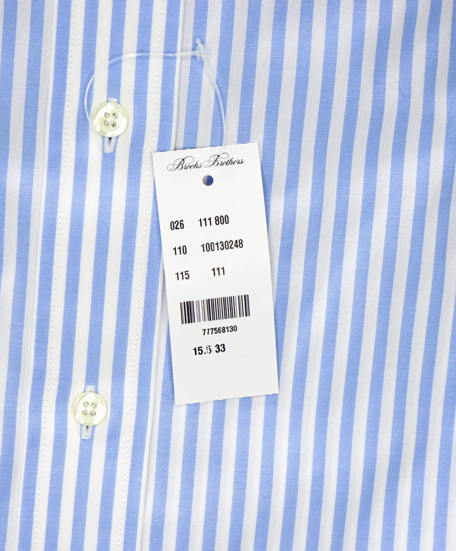 $128 BROOKS BROTHERS - Blue Stripe NON-IRON MILANO Shirt - 15.5 - 33