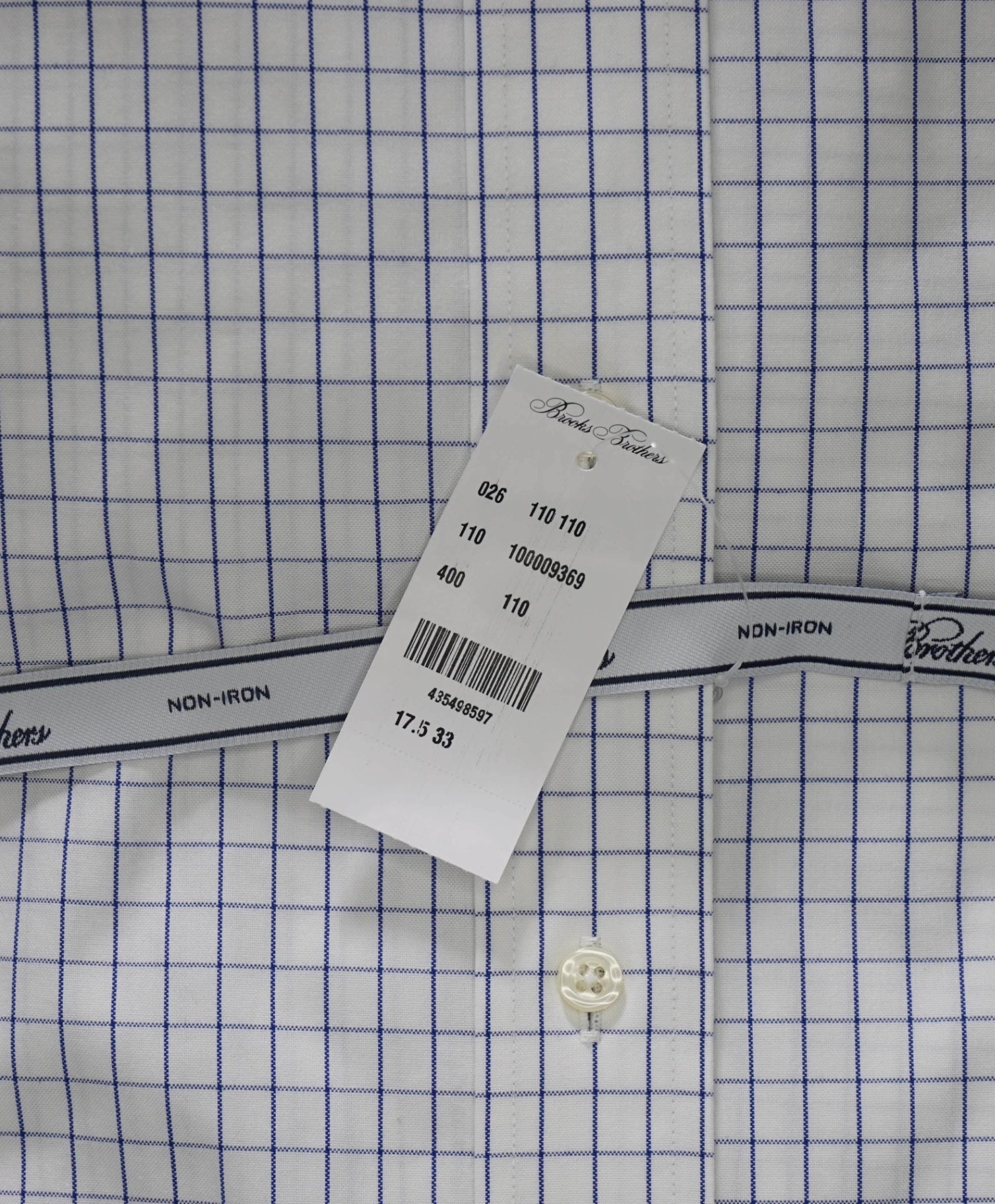 $128 BROOKS BROTHERS - Blue Check NON-IRON MADISON Shirt - 17.5 - 33
