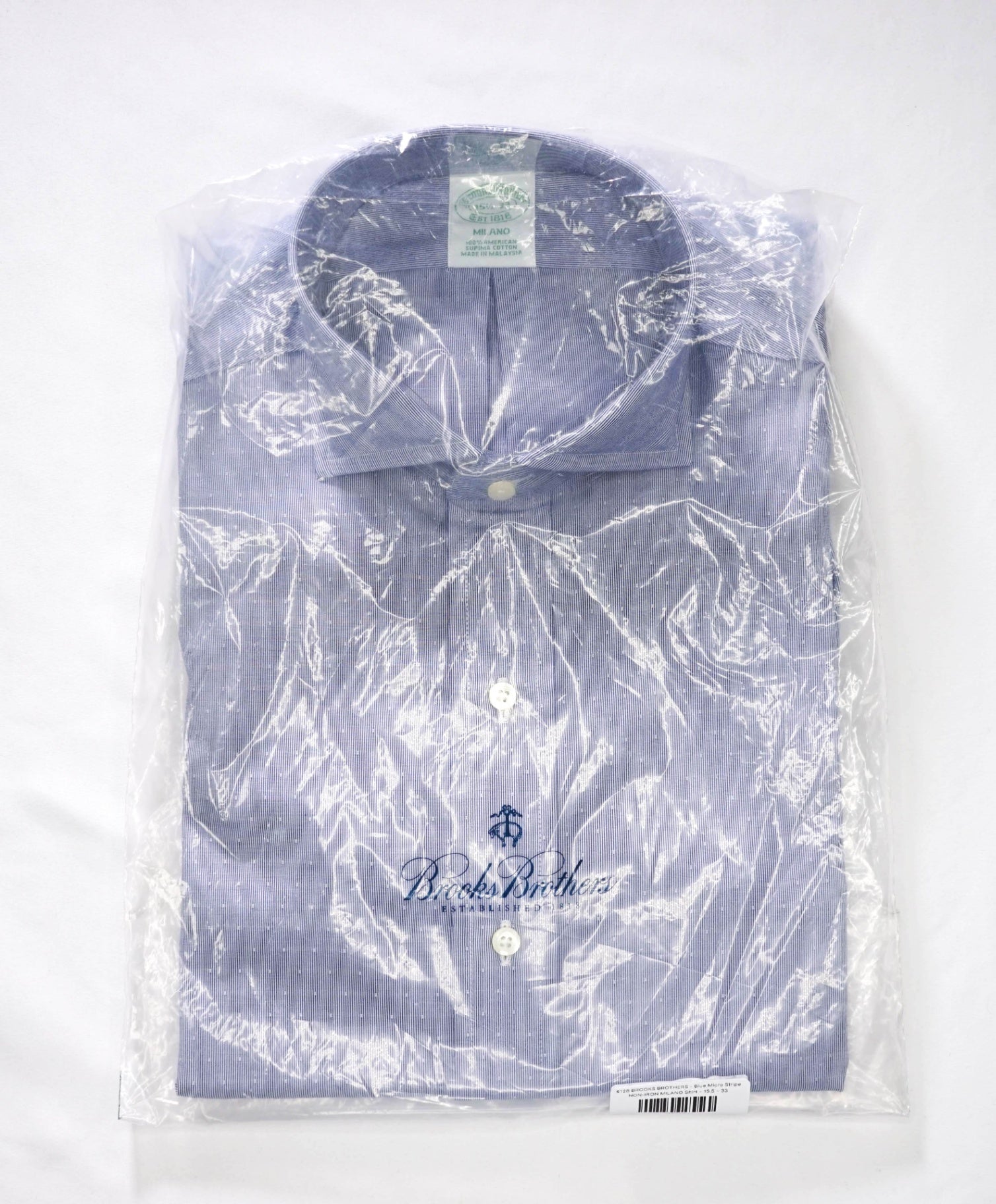 $128 BROOKS BROTHERS - Blue Micro NON-IRON MILANO Shirt - 15.5 - 33