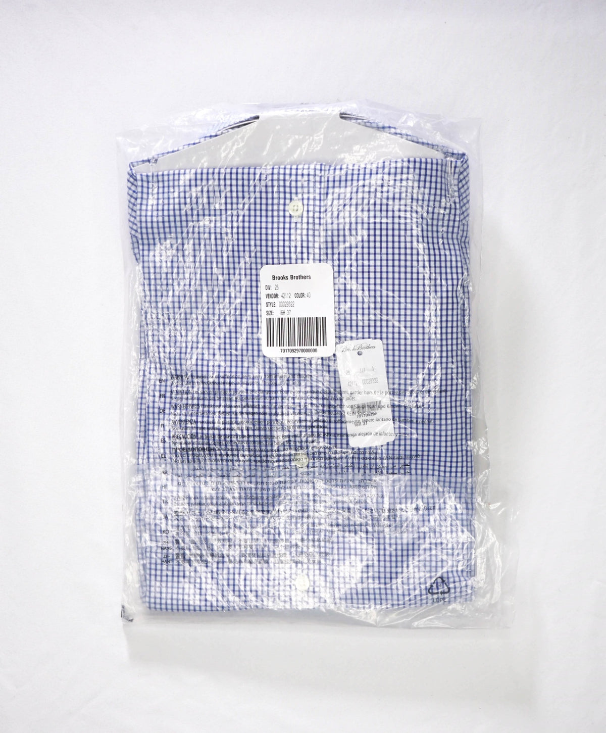 $128 BROOKS BROTHERS - Blue Gingham NON-IRON REGENT Shirt - 16.5 - 37