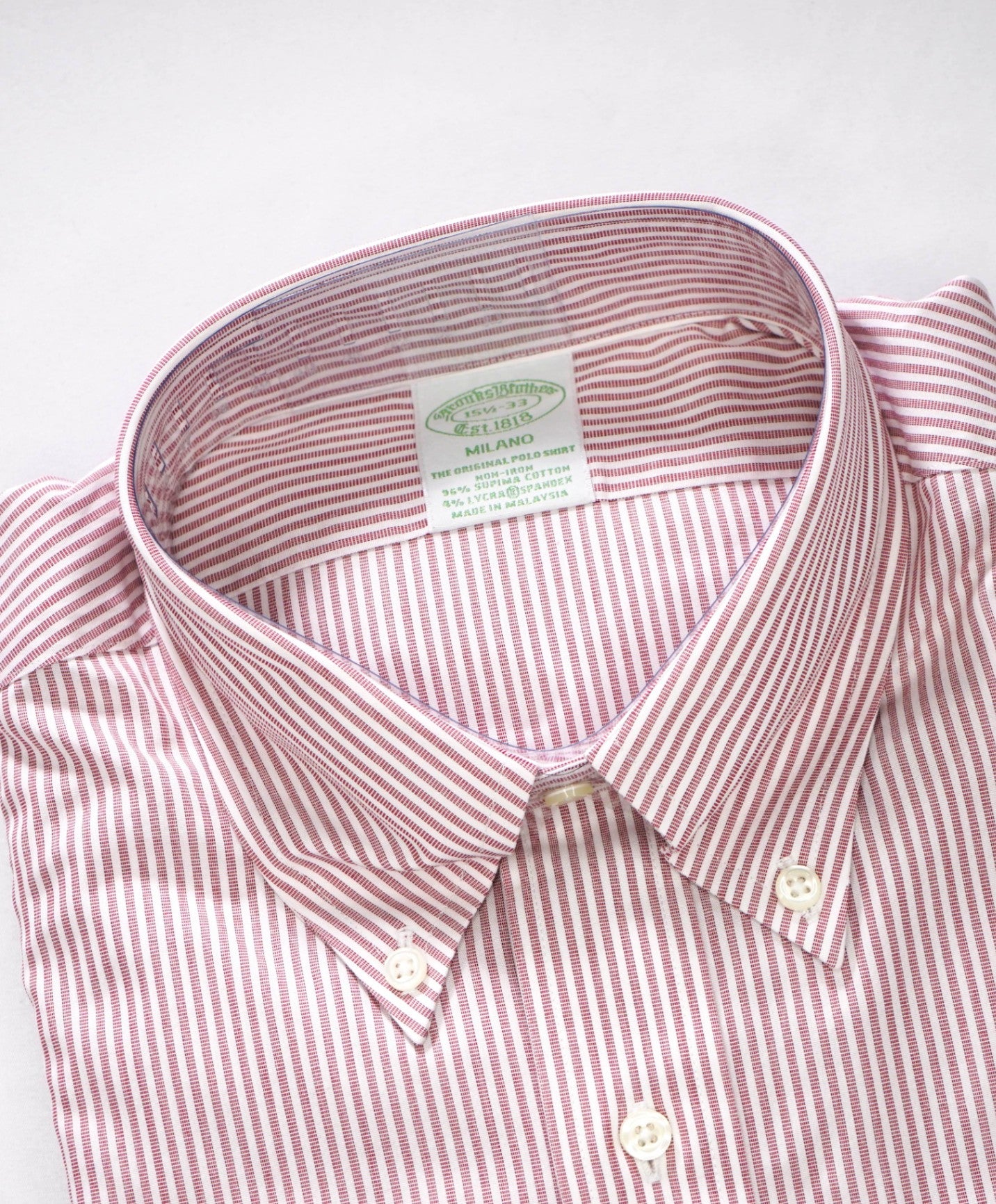 $128 BROOKS BROTHERS - Red Stripe NON-IRON MILANO Shirt - 15.5 - 33