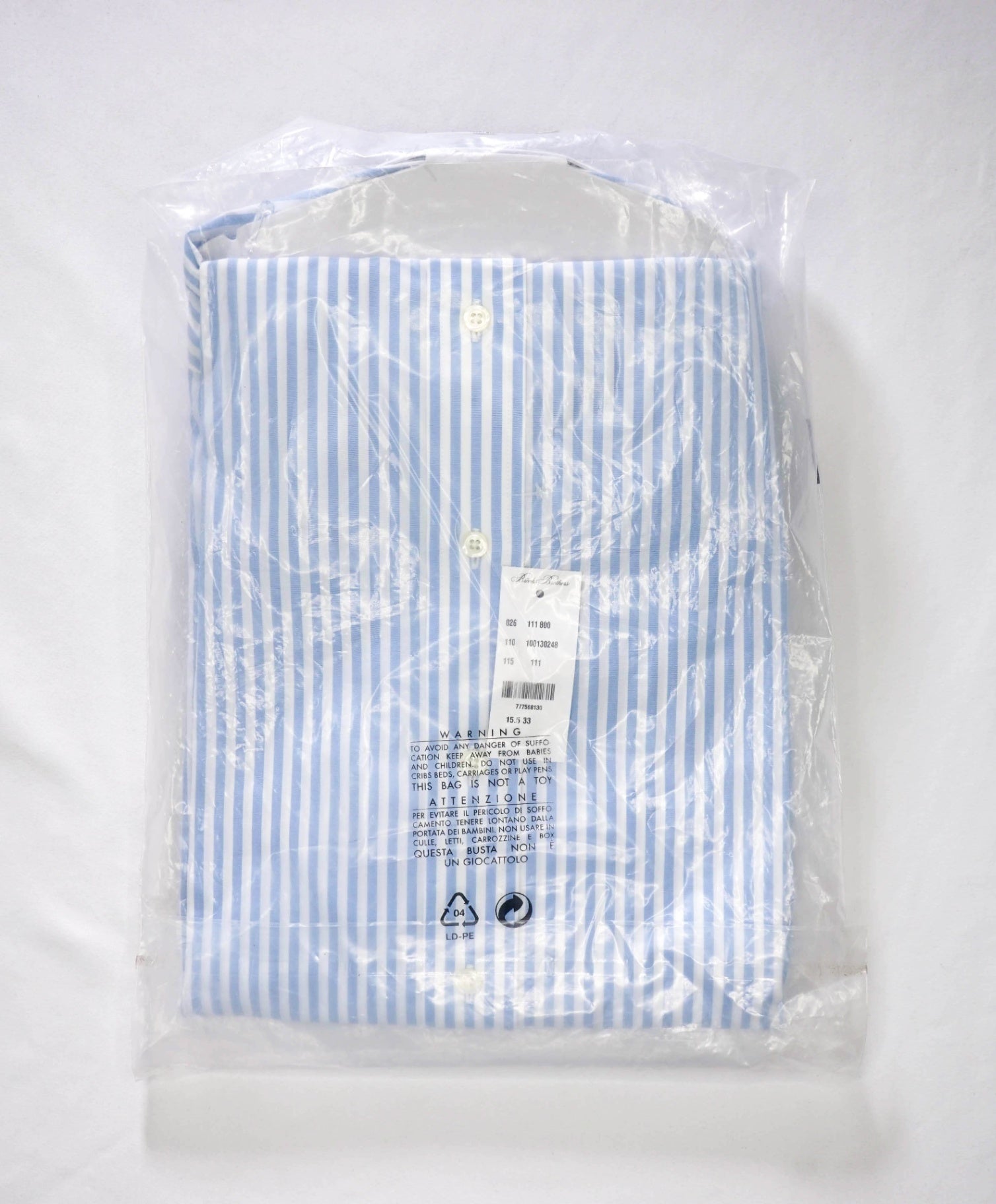 $128 BROOKS BROTHERS - Blue Stripe NON-IRON MILANO Shirt - 15.5 - 33