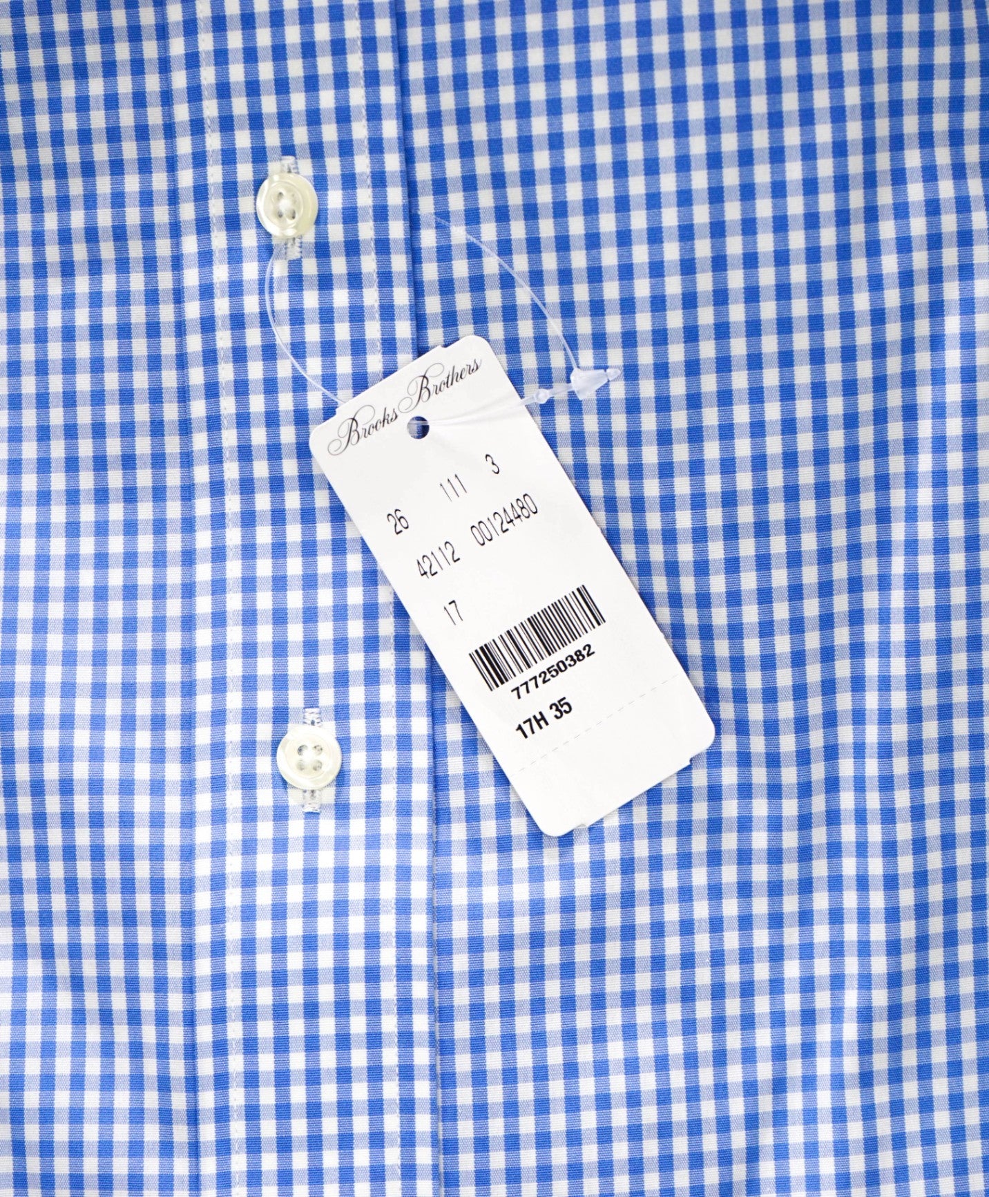 $128 BROOKS BROTHERS - Blue Gingham NON-IRON REGENT Shirt - 17.5 - 35
