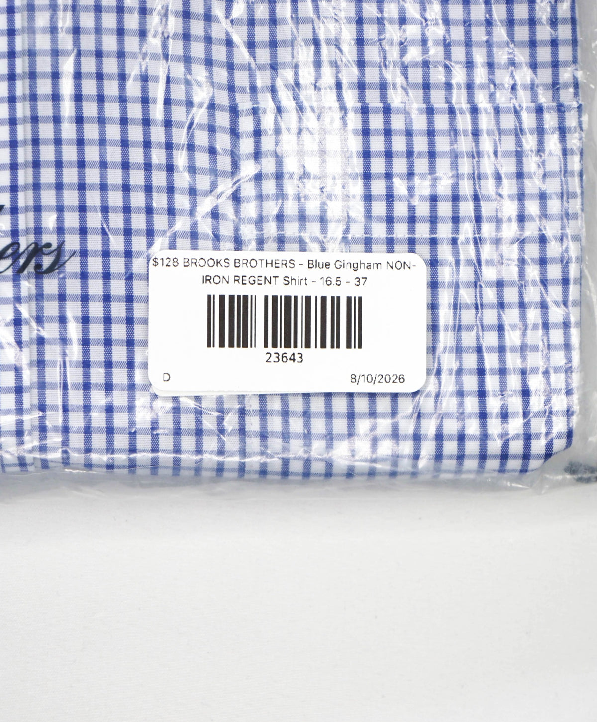 $128 BROOKS BROTHERS - Blue Gingham NON-IRON REGENT Shirt - 16.5 - 37