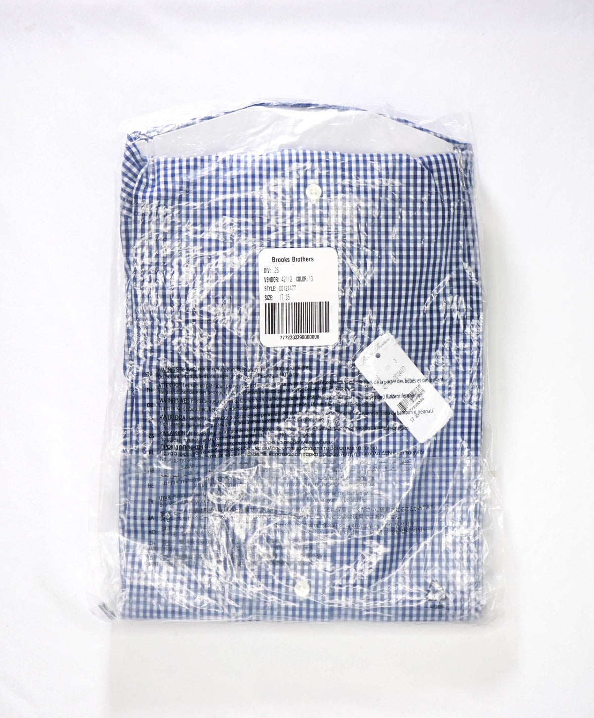 $128 BROOKS BROTHERS - Blue Gingham NON-IRON REGENT Shirt - 17 - 35