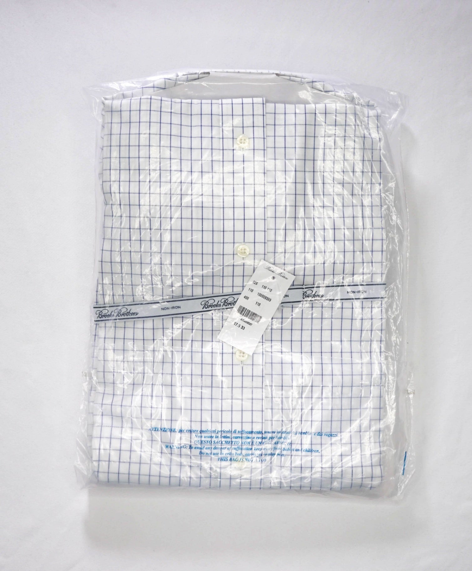 $128 BROOKS BROTHERS - Blue Check NON-IRON MADISON Shirt - 17.5 - 33