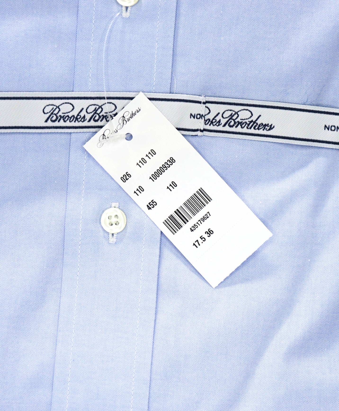 $128 BROOKS BROTHERS -Blue NON-IRON MADISON Shirt - 17.5 - 36
