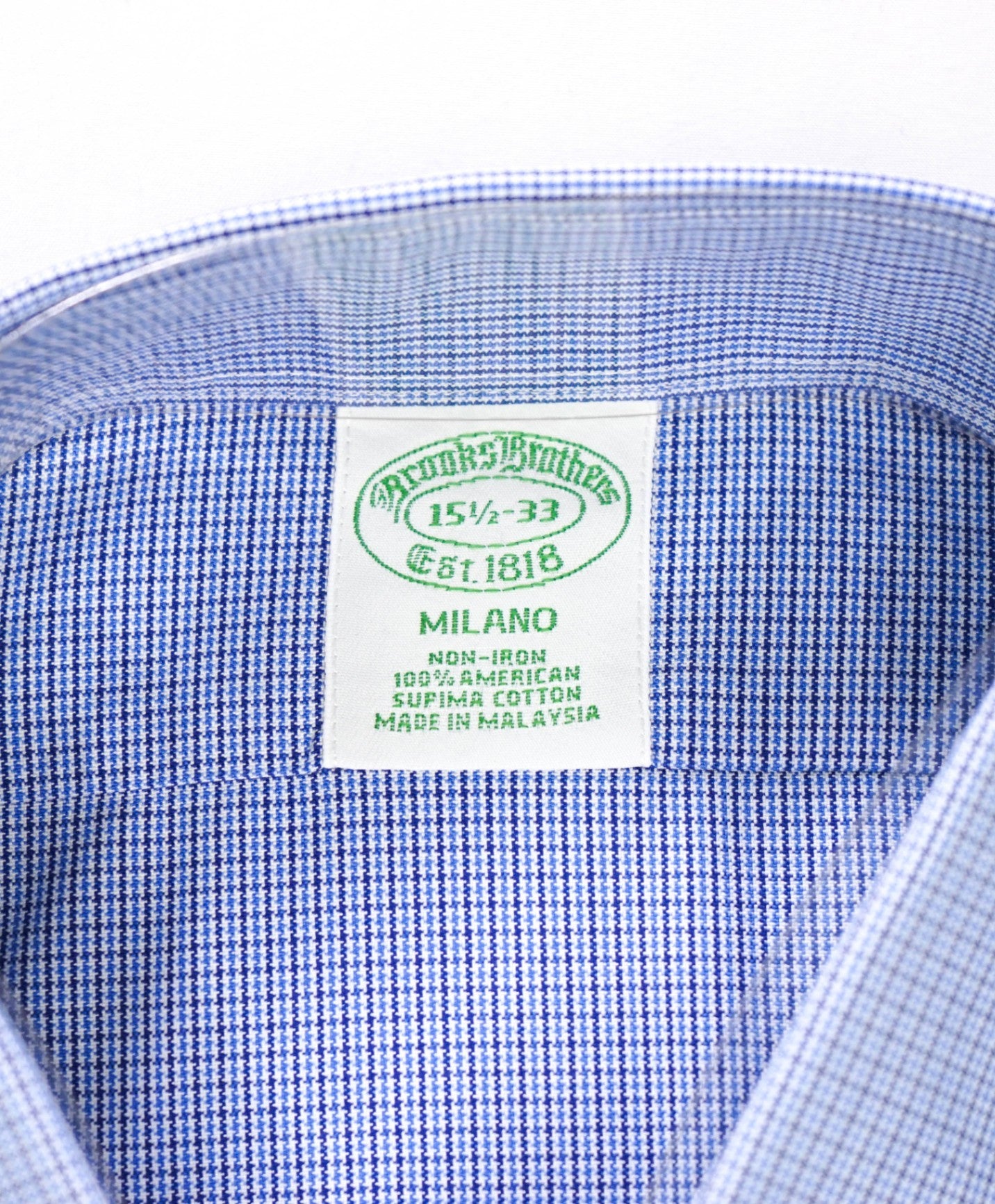 $128 BROOKS BROTHERS - Blue Check NON-IRON MILANO Shirt - 15.5 - 33