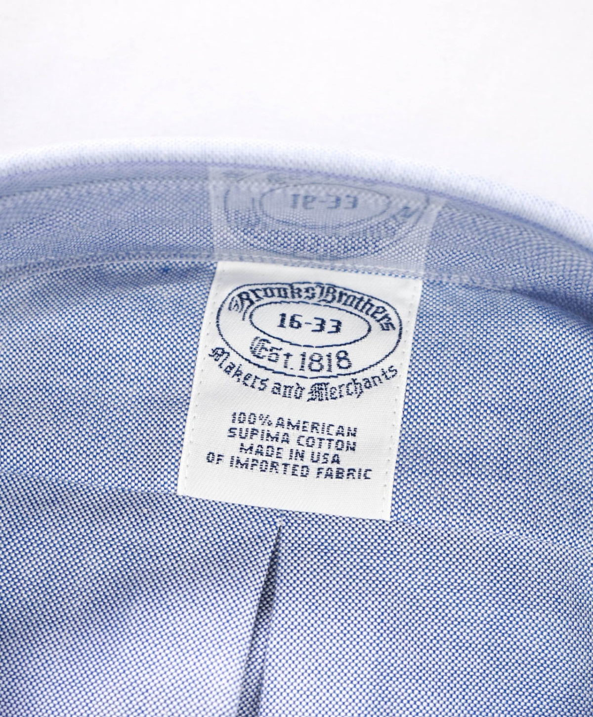 $198 BROOKS BROTHERS - Blue MADE IN USA MAKERS AND MERCHANTS Shirt - 16 - 33