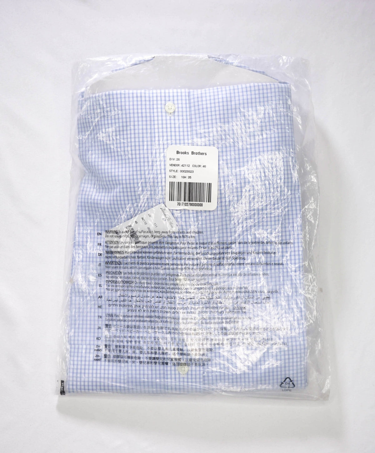 $128 BROOKS BROTHERS - Blue Gingham NON-IRON REGENT Shirt - 16.5 - 35