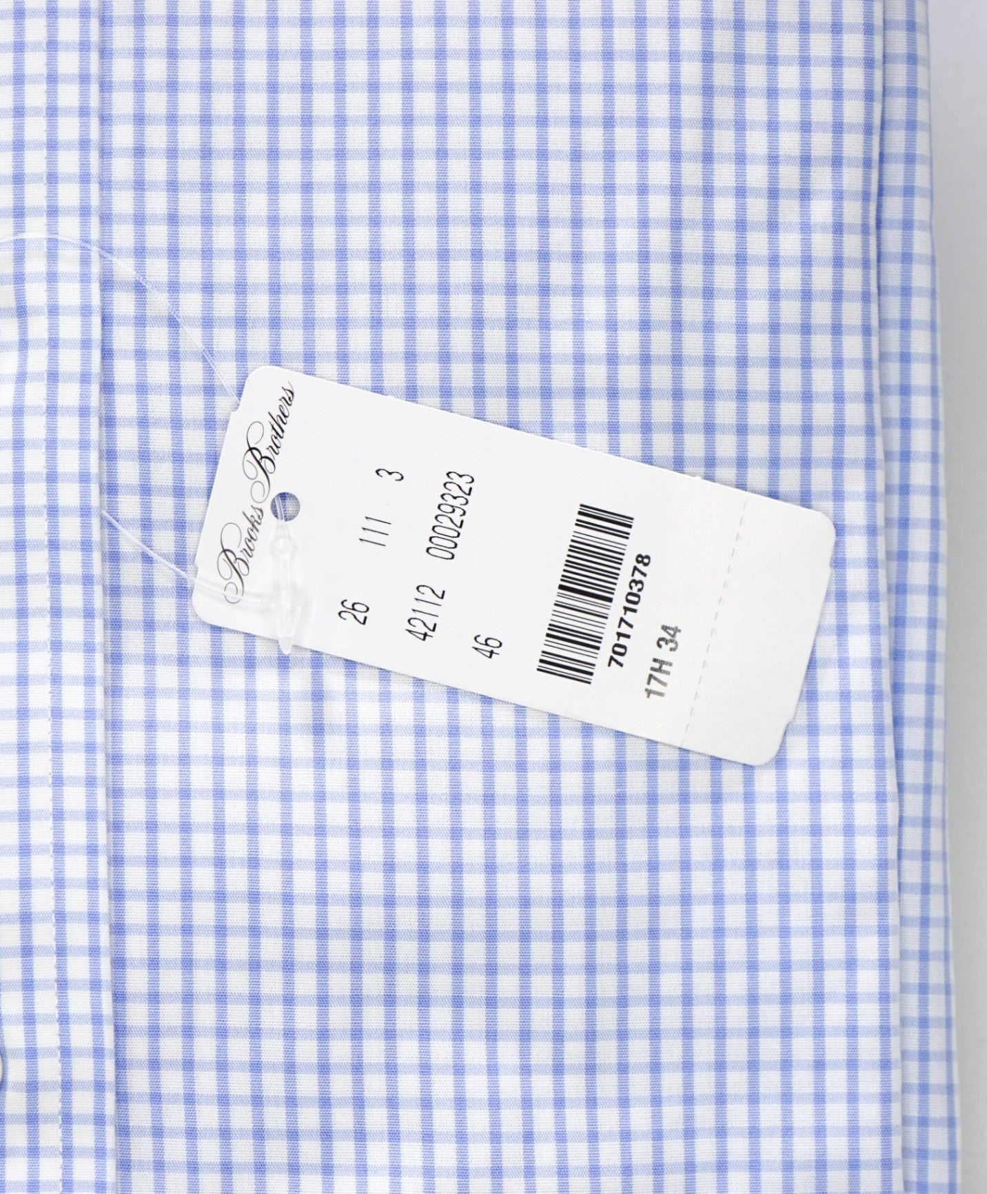 $128 BROOKS BROTHERS - Blue Gingham NON-IRON REGENT Shirt - 17.5 - 34