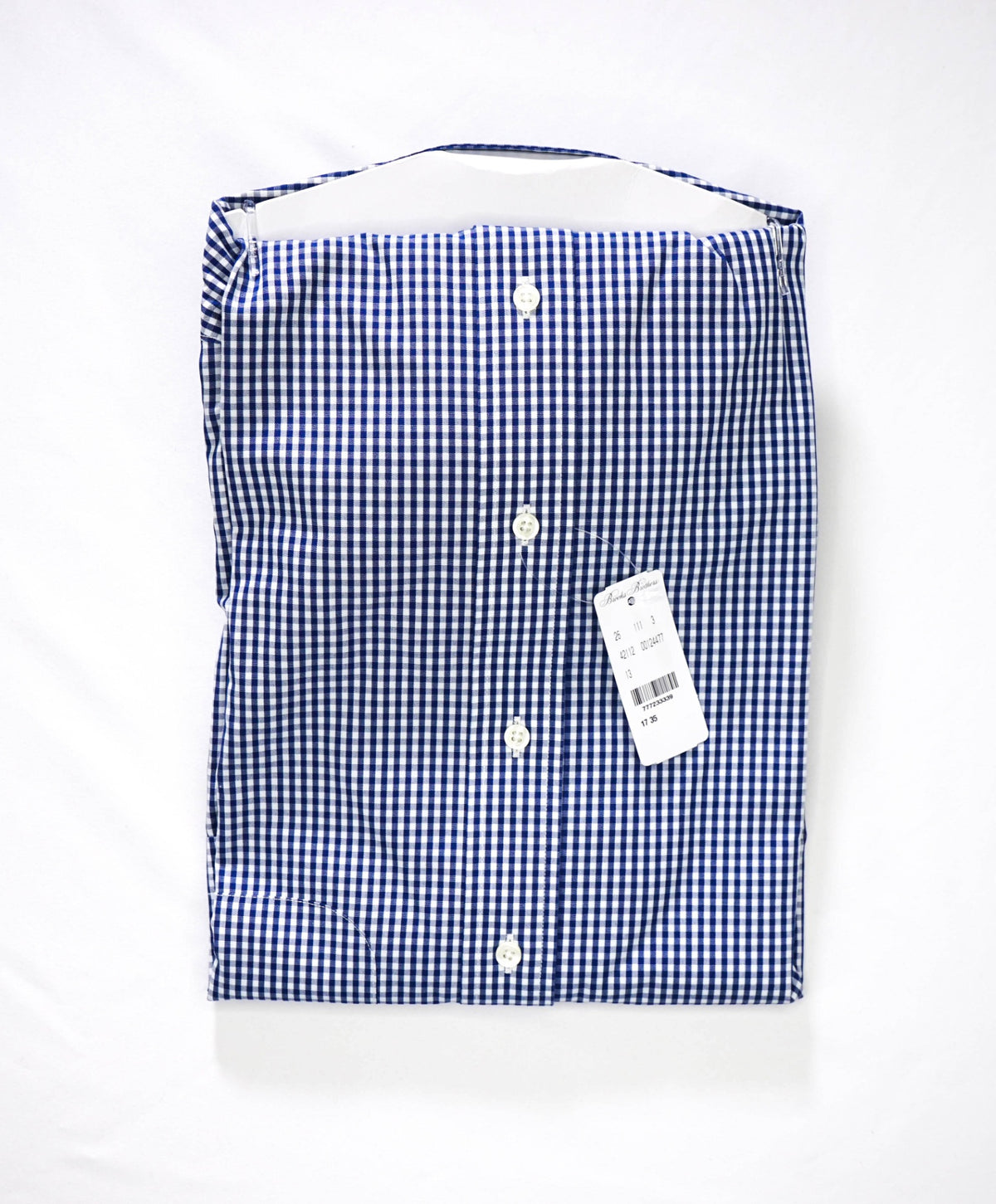 $128 BROOKS BROTHERS - Blue Gingham NON-IRON REGENT Shirt - 17 - 35