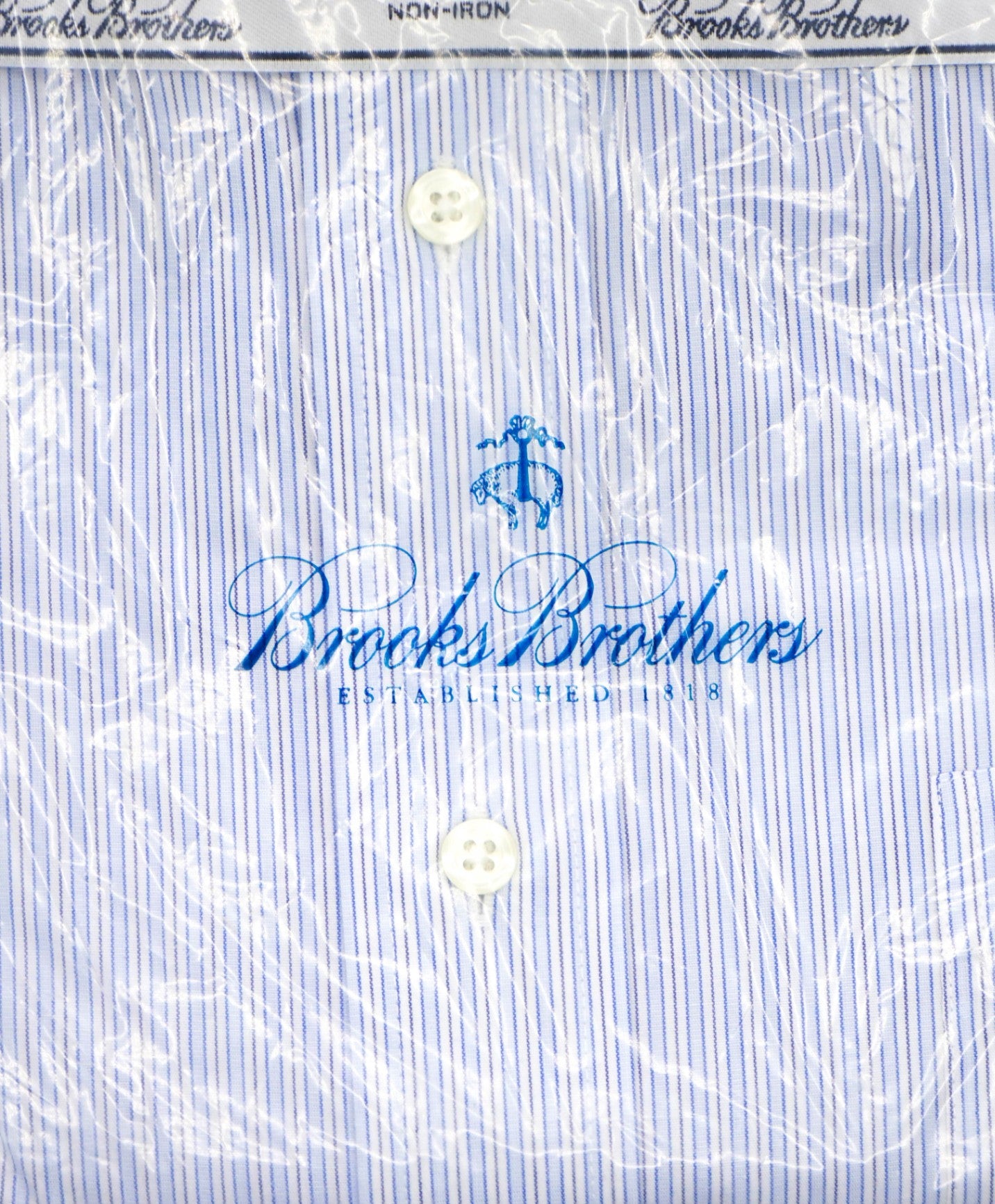 $128 BROOKS BROTHERS - Blue Stripe NON-IRON MADISON Shirt - 17.5 - 38