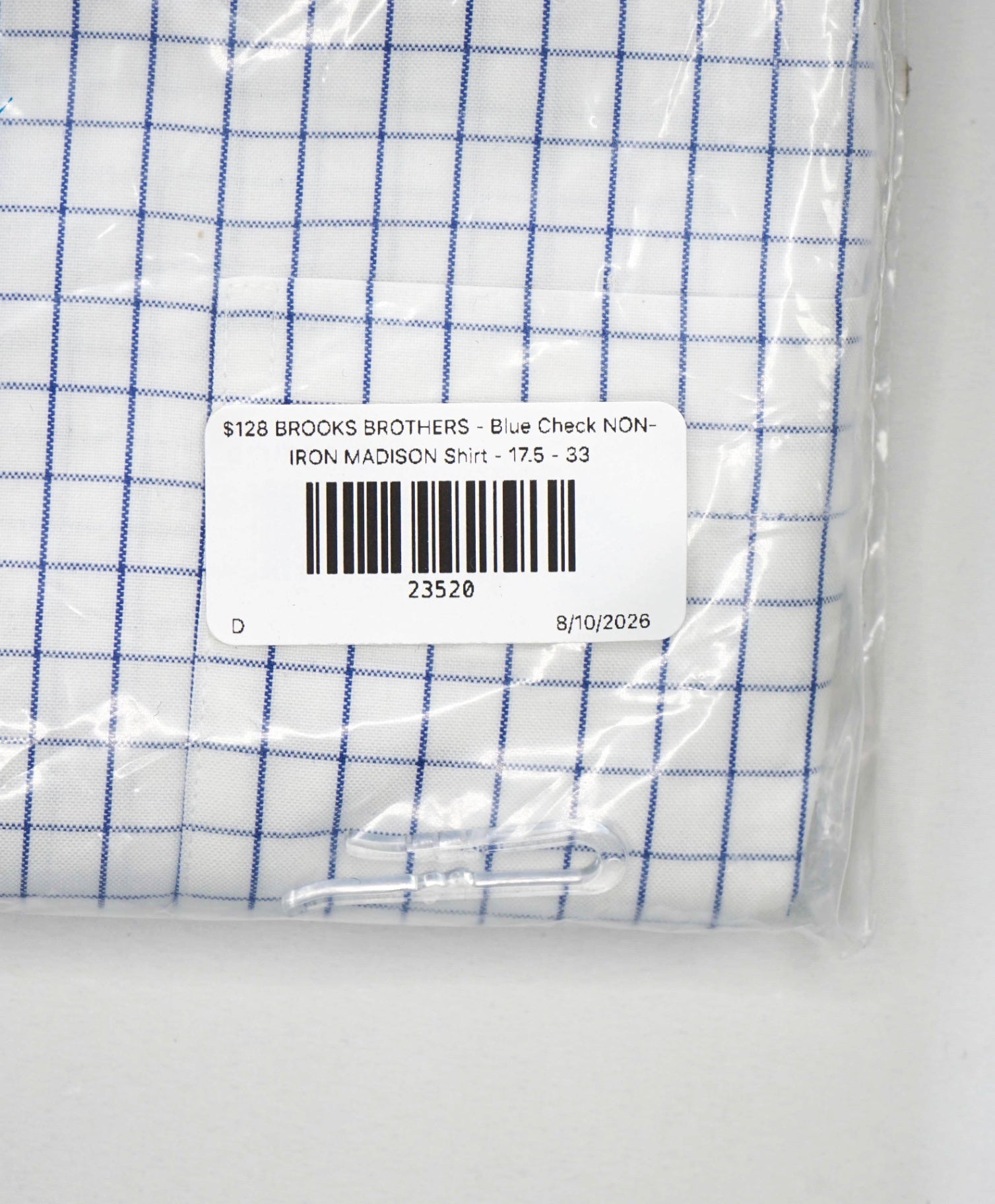 $128 BROOKS BROTHERS - Blue Check NON-IRON MADISON Shirt - 17.5 - 33