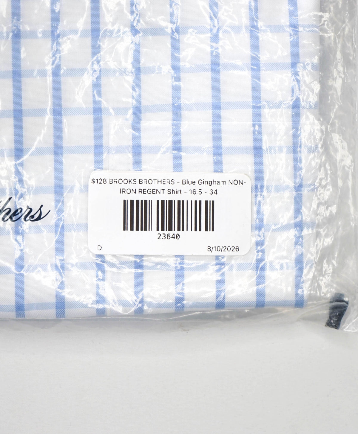 $128 BROOKS BROTHERS - Blue Gingham NON-IRON REGENT Shirt - 16.5 - 34