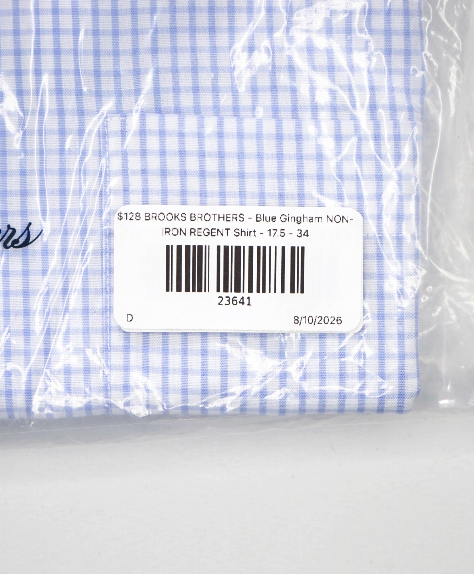 $128 BROOKS BROTHERS - Blue Gingham NON-IRON REGENT Shirt - 17.5 - 34