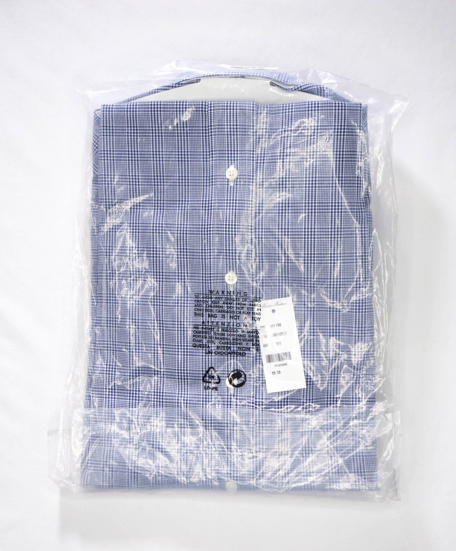 $128 BROOKS BROTHERS - Blue Plaid NON-IRON MILANO Shirt - 15.5 - 33