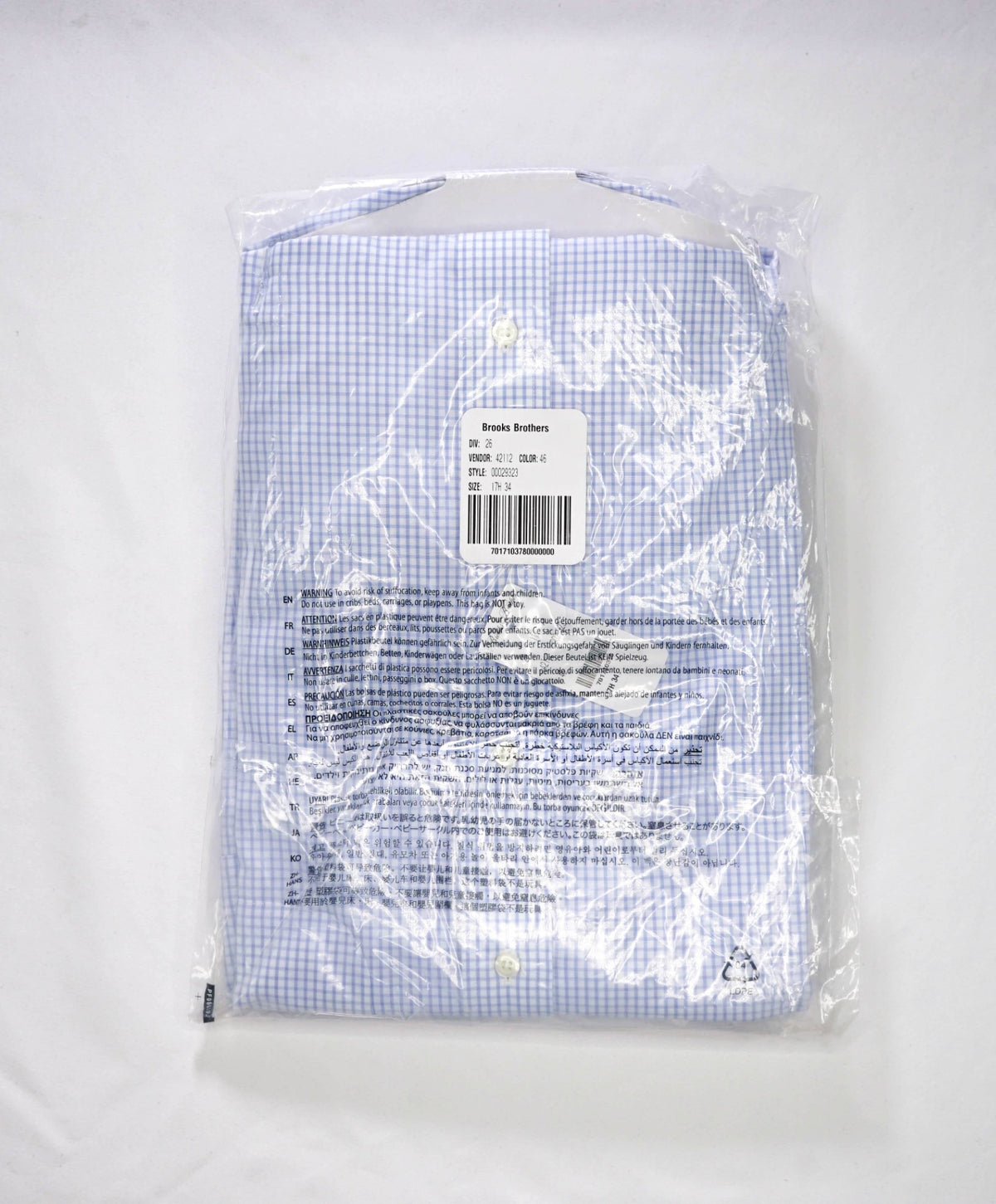$128 BROOKS BROTHERS - Blue Gingham NON-IRON REGENT Shirt - 17.5 - 34
