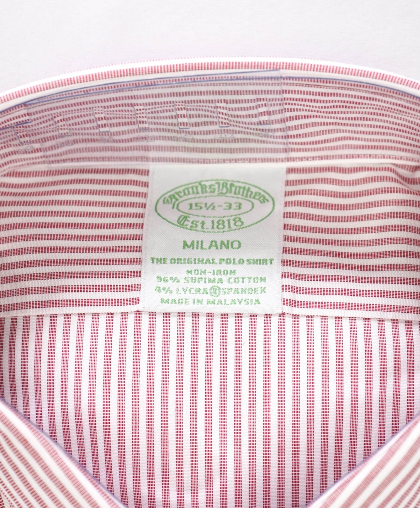 $128 BROOKS BROTHERS - Red Stripe NON-IRON MILANO Shirt - 15.5 - 33