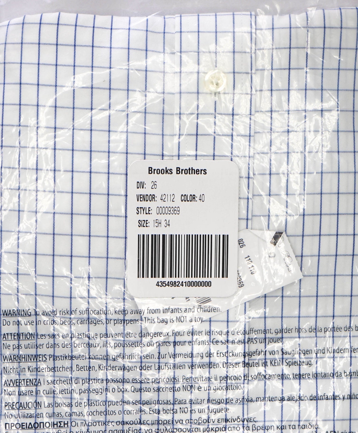 $128 BROOKS BROTHERS - Blue Check NON-IRON MADISON Shirt - 15.5 - 34
