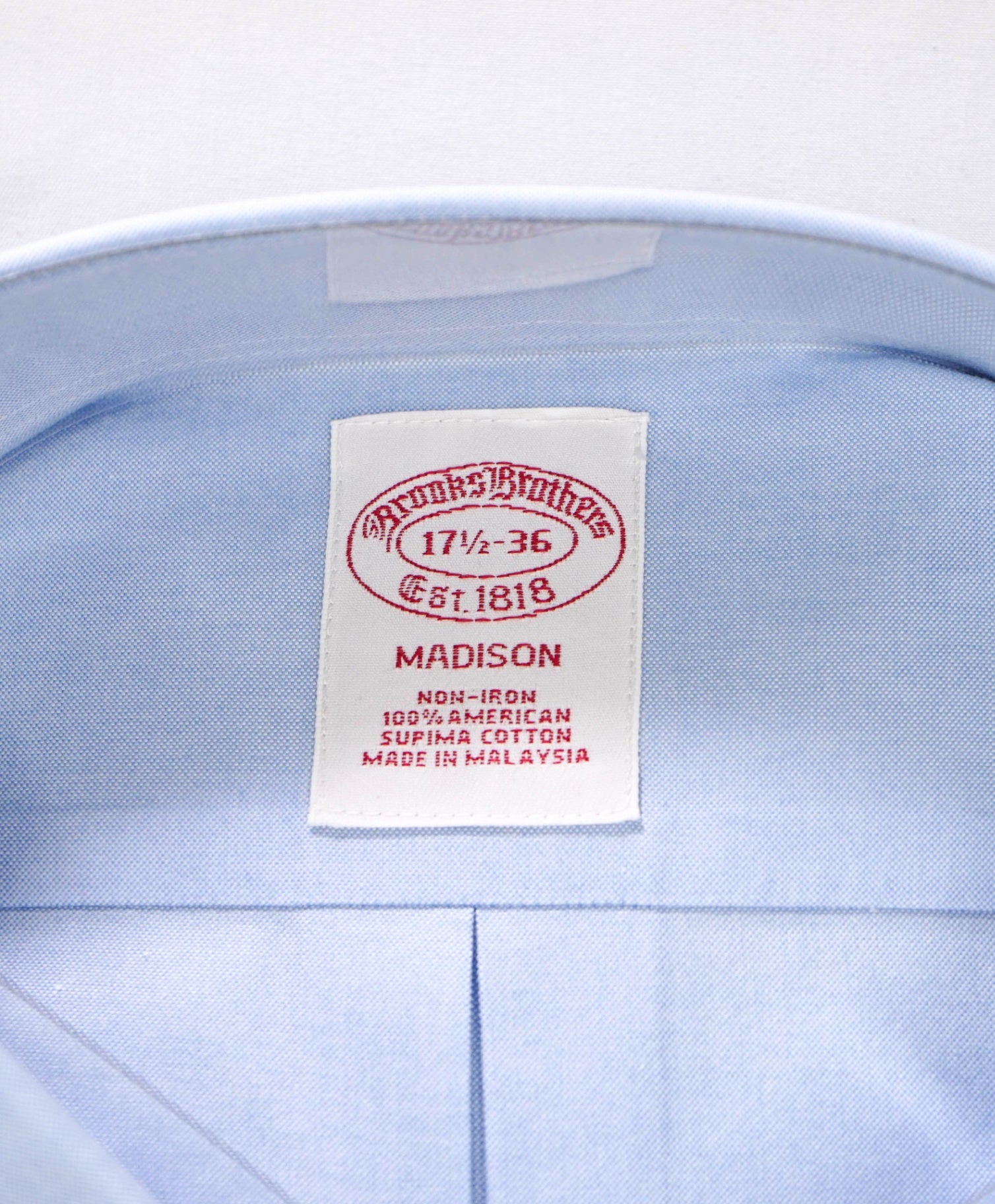 $128 BROOKS BROTHERS -Blue NON-IRON MADISON Shirt - 17.5 - 36