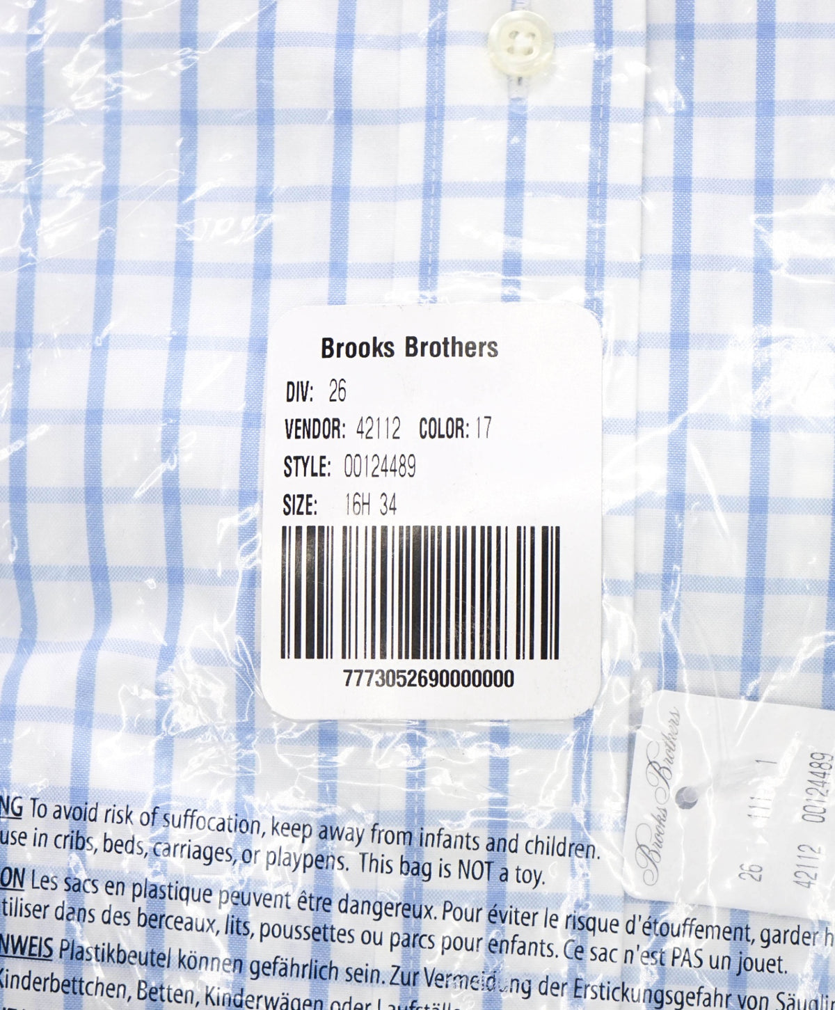 $128 BROOKS BROTHERS - Blue Gingham NON-IRON REGENT Shirt - 16.5 - 34