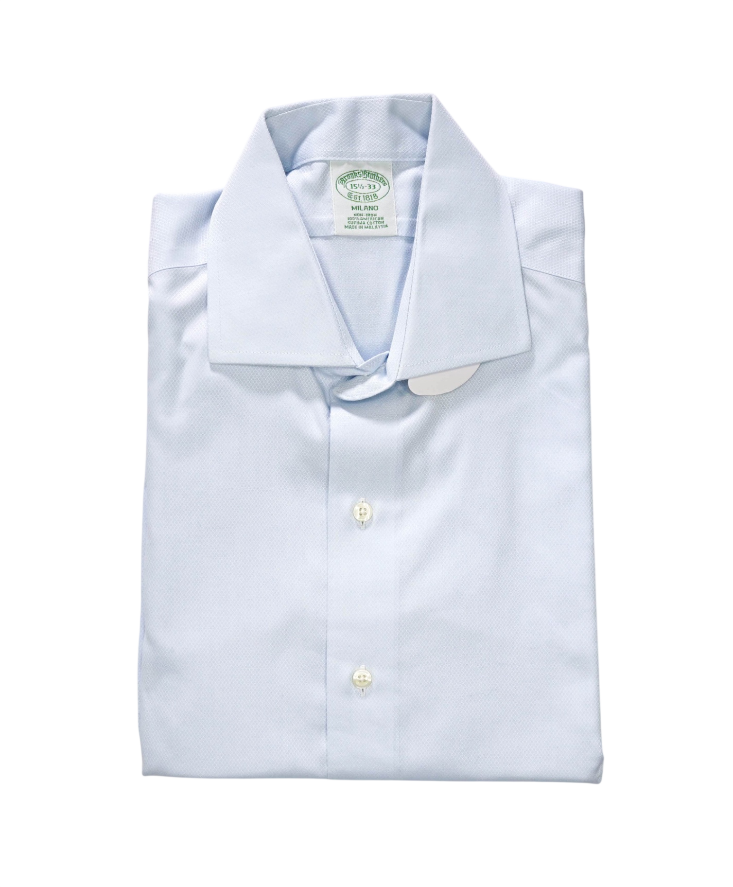 $128 BROOKS BROTHERS - Light Blue NON-IRON MILANO Shirt - 15.5 - 33