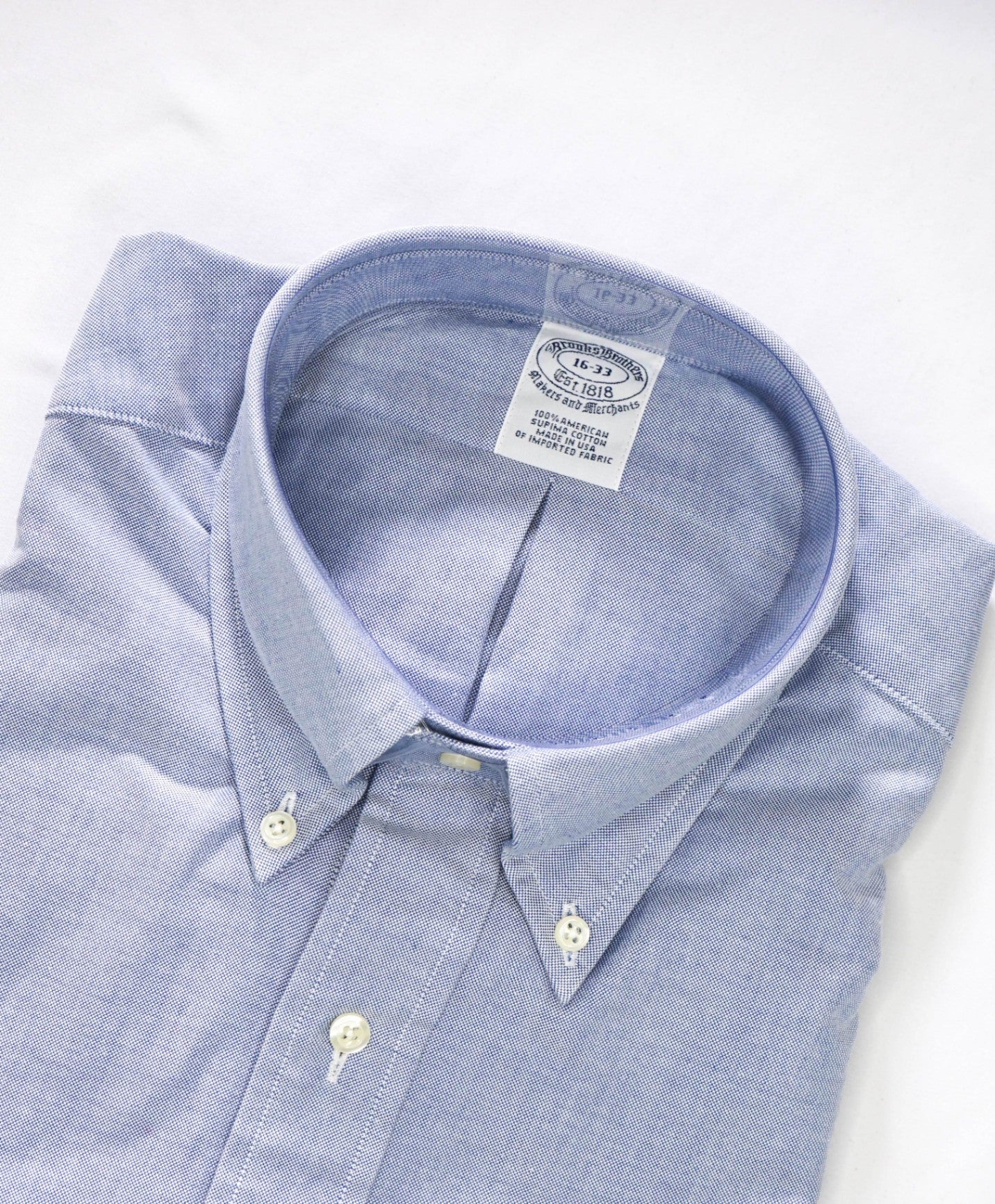 $198 BROOKS BROTHERS - Blue MADE IN USA MAKERS AND MERCHANTS Shirt - 16 - 33
