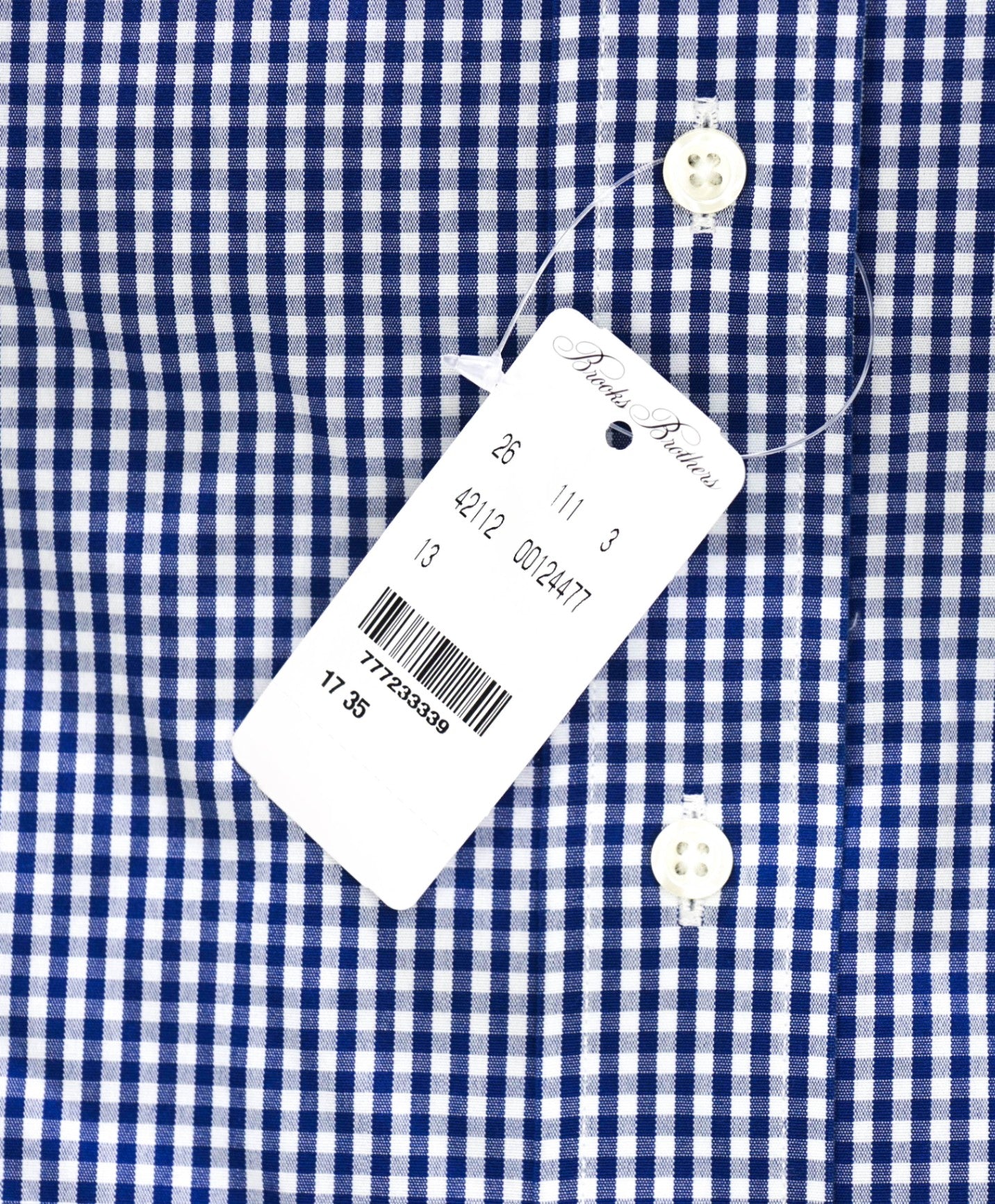 $128 BROOKS BROTHERS - Blue Gingham NON-IRON REGENT Shirt - 17 - 35