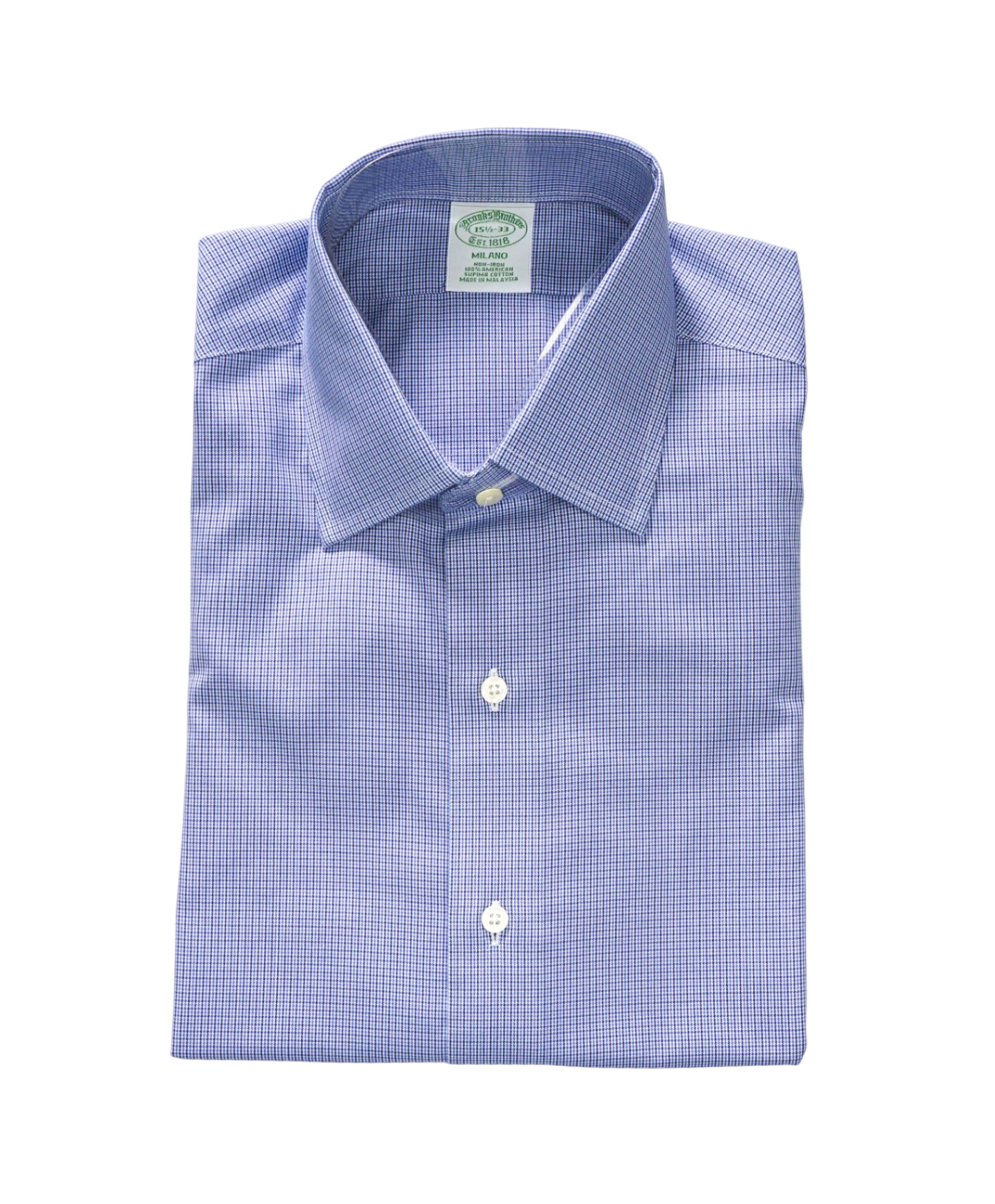 $128 BROOKS BROTHERS - Blue Check NON-IRON MILANO Shirt - 15.5 - 33
