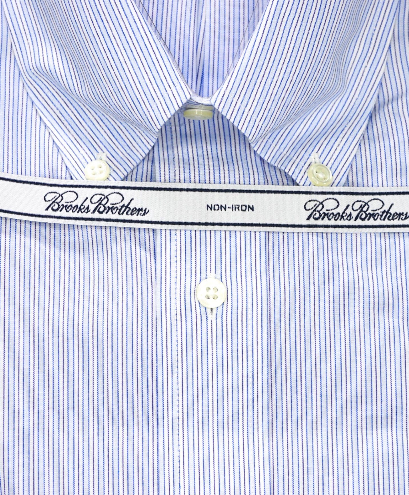 $128 BROOKS BROTHERS - Blue Stripe NON-IRON MADISON Shirt - 17.5 - 38