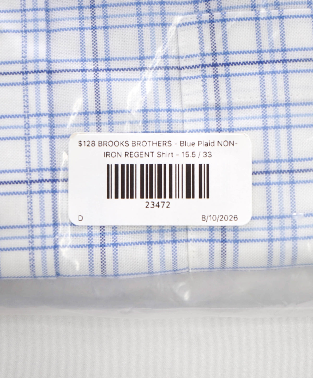 $128 BROOKS BROTHERS - Blue Plaid NON-IRON REGENT Shirt - 15.5 / 33