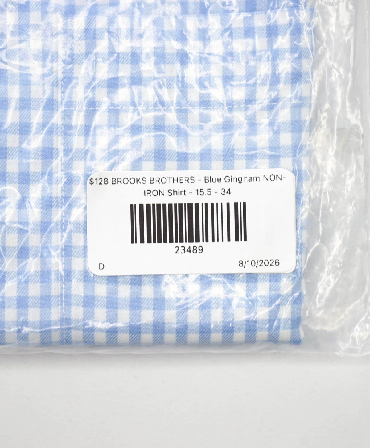 $128 BROOKS BROTHERS - Blue Gingham NON-IRON Shirt - 15.5 - 34