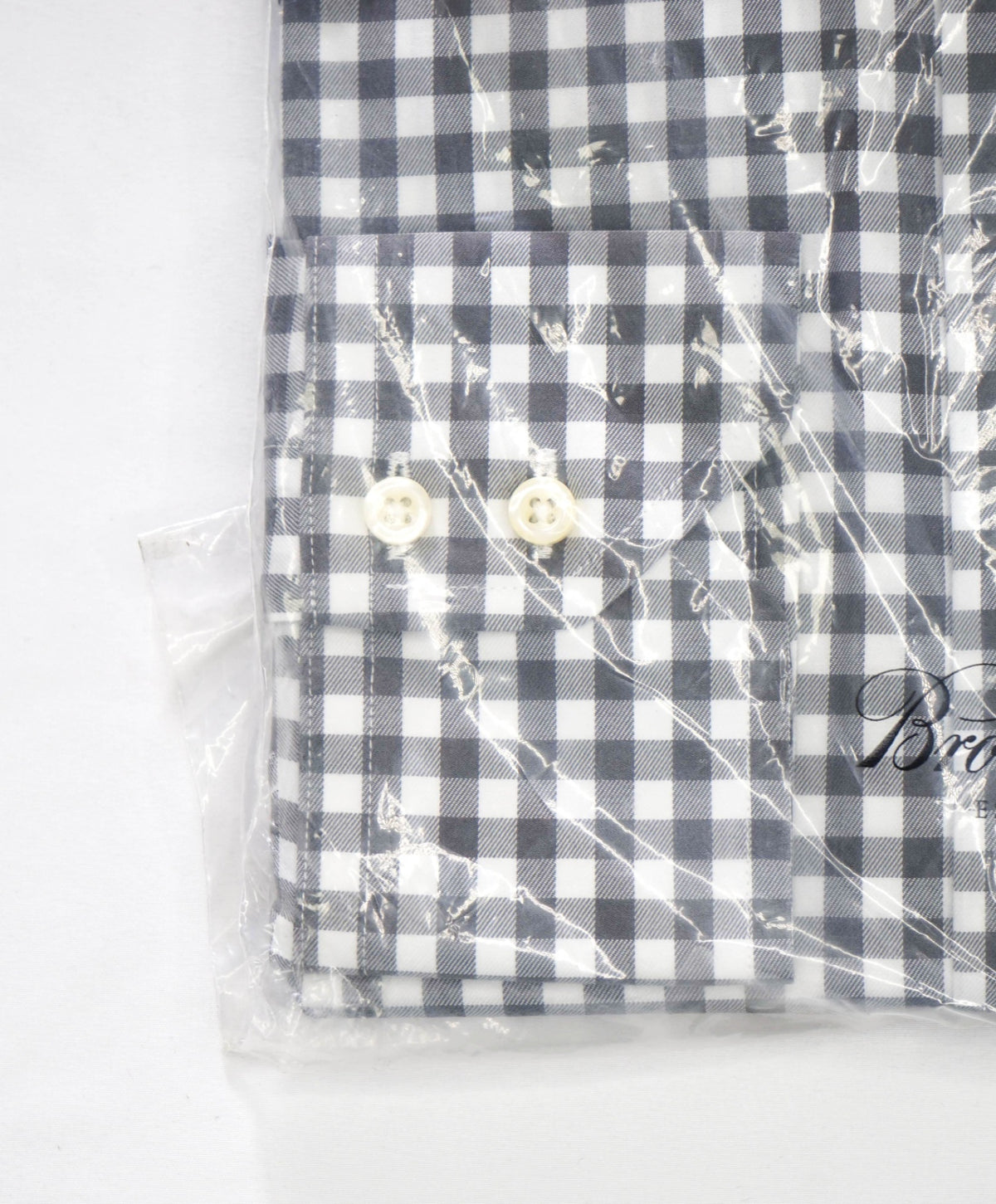 $128 BROOKS BROTHERS - Gray Gingham NON-IRON Shirt - 15.5 - 33