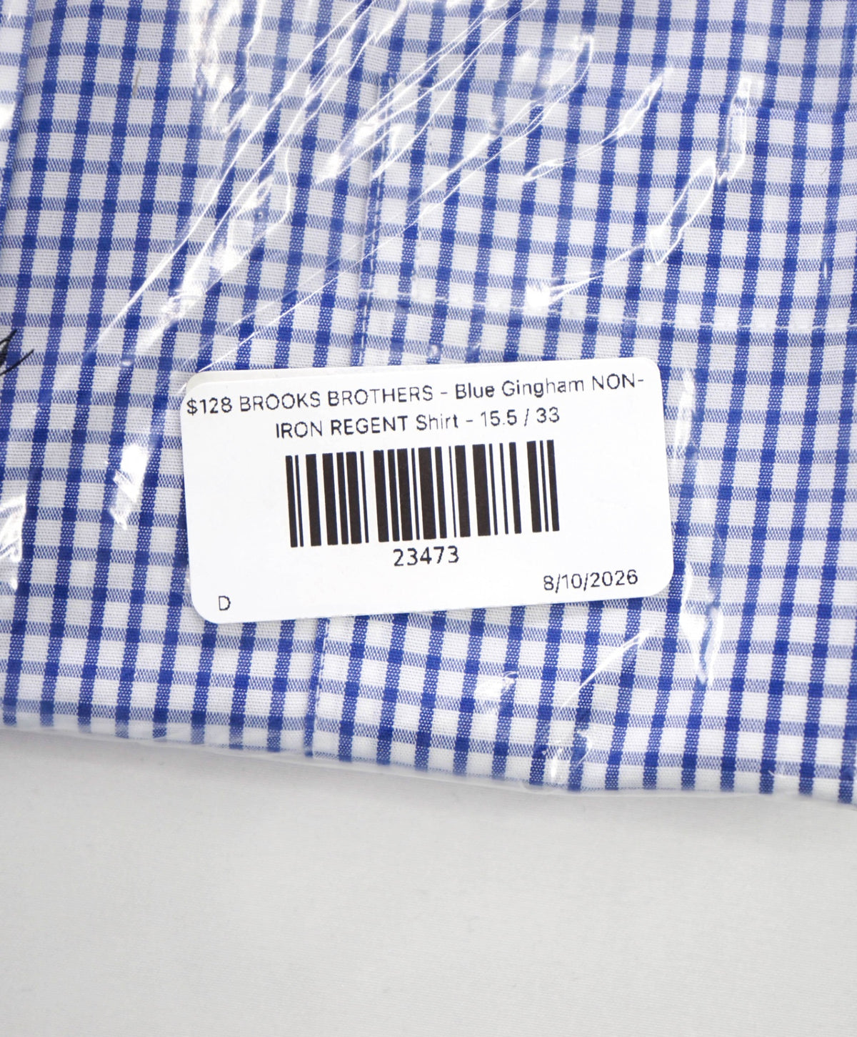 $128 BROOKS BROTHERS - Blue Gingham NON-IRON REGENT Shirt - 15.5 / 33