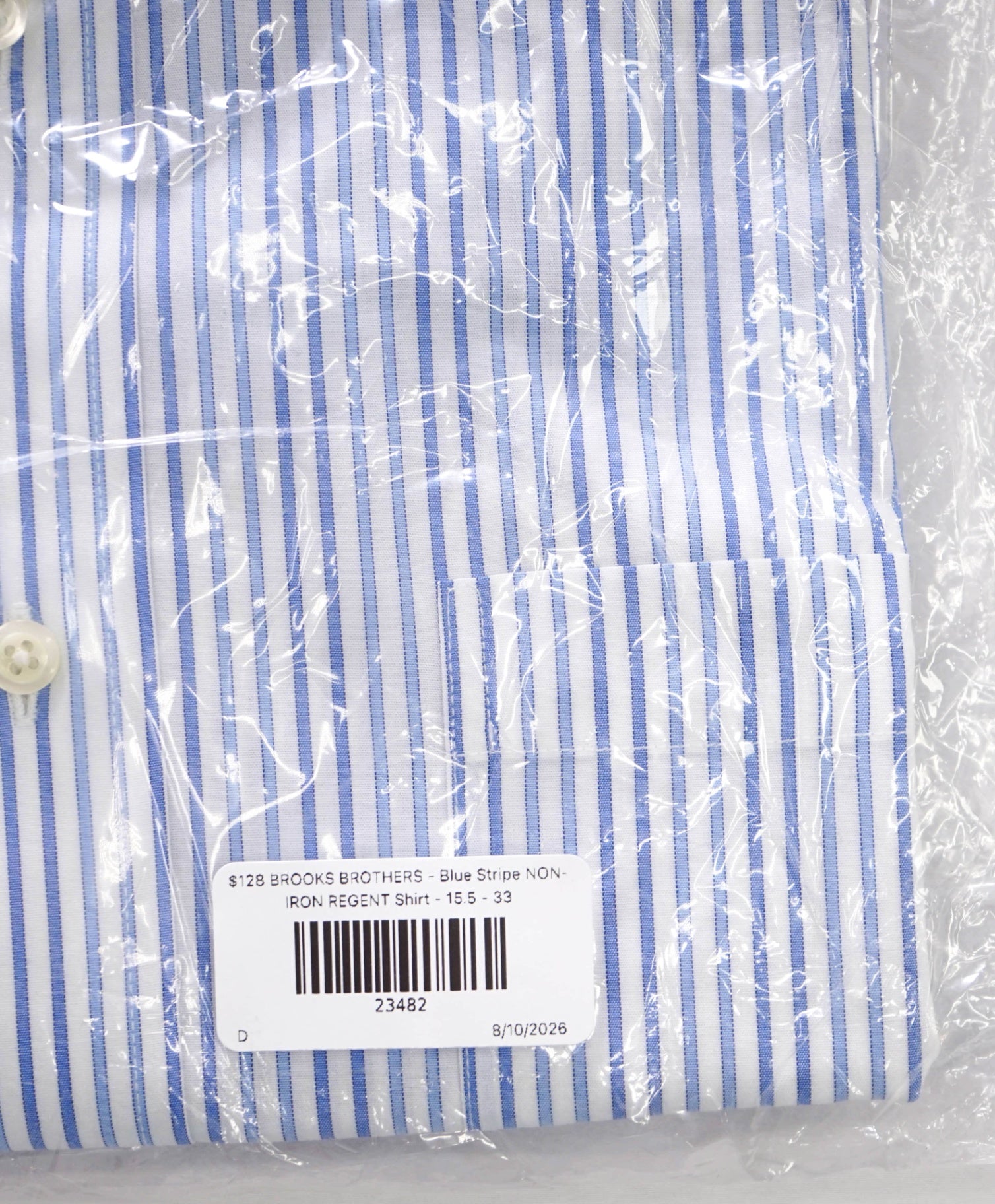 $128 BROOKS BROTHERS - Blue Stripe NON-IRON REGENT Shirt - 15.5 - 33