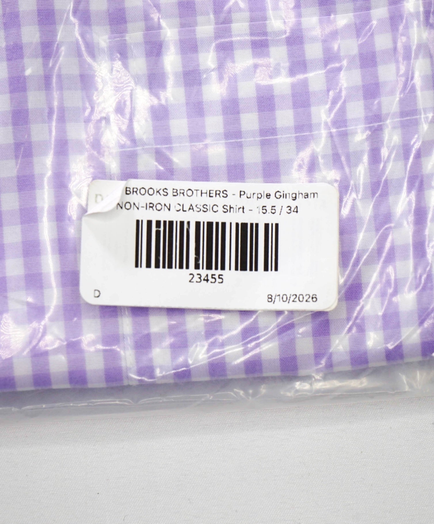 $128 BROOKS BROTHERS - Purple Gingham NON-IRON CLASSIC Shirt - 15.5 / 34