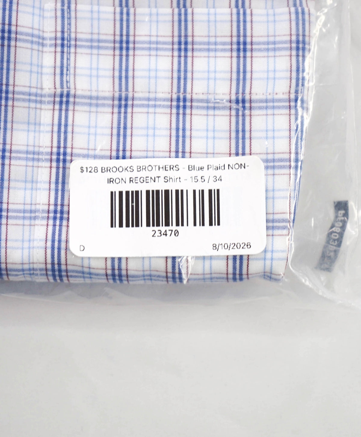 $128 BROOKS BROTHERS - Blue Plaid NON-IRON REGENT Shirt - 15.5 / 34