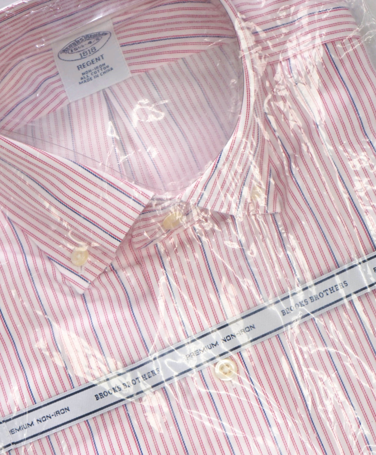 $128 BROOKS BROTHERS - Pink Stripe PREMIUM NON-IRON REGENT Shirt - 15.5 - 34/35