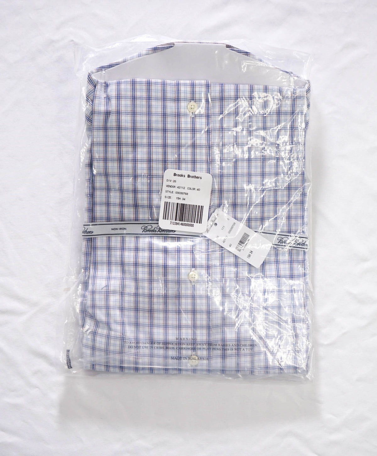 $128 BROOKS BROTHERS - Blue Plaid NON-IRON REGENT Shirt - 15.5 / 34